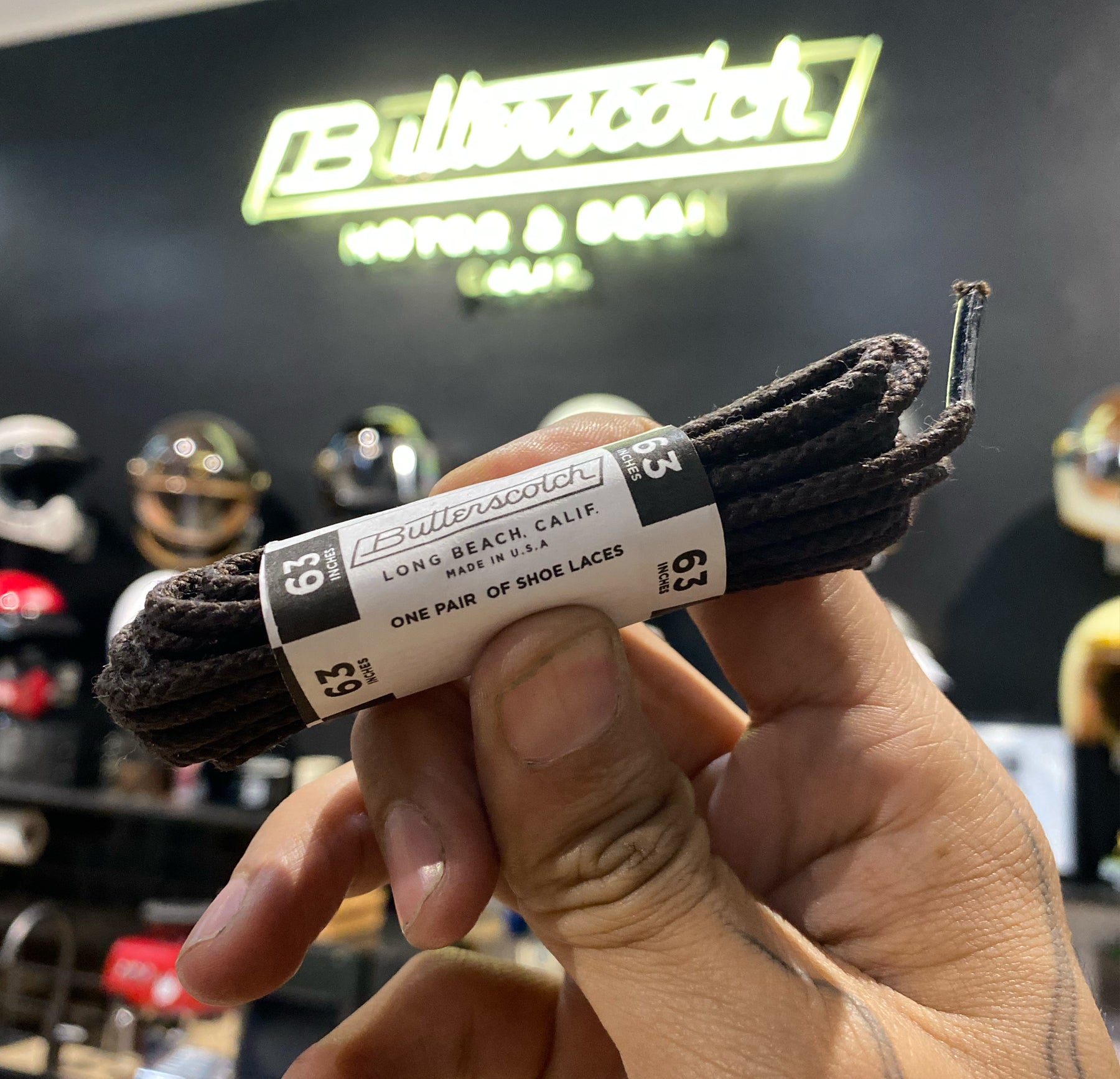 ButterScotch - 63" Round Waxed Boot Lace - Brown w/ Nylon Tip