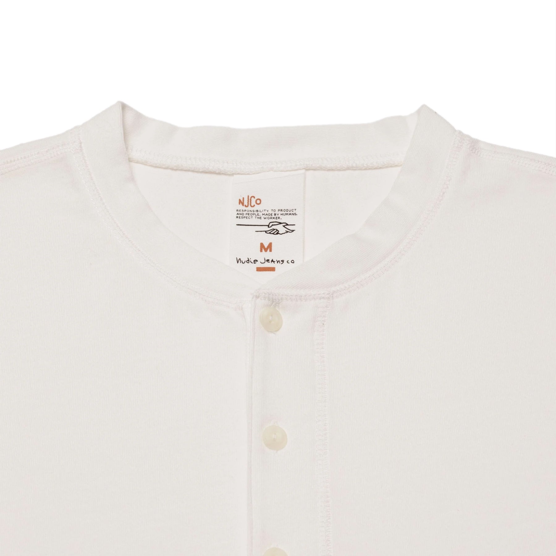 Nudie - Short Sleeve Henley T-Shirt Ecru