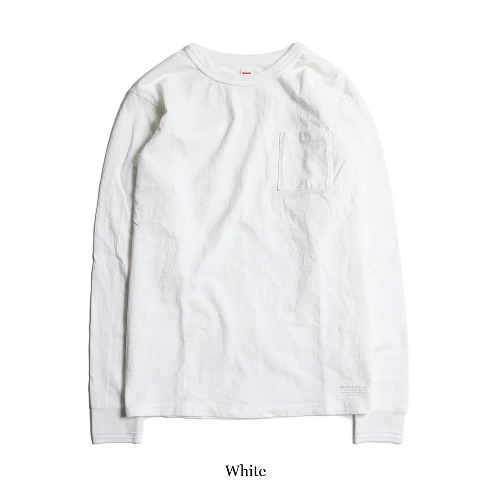 Trophy Clothing - L/S Loop Wheel Pocket Tee - White