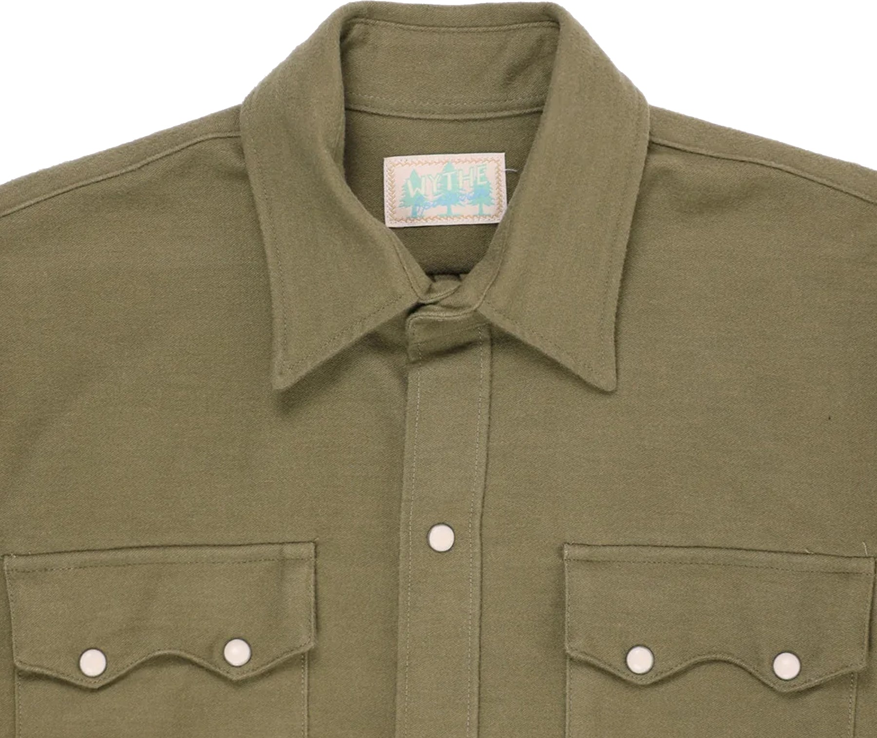 Wythe - Pearl Snap Moleskin Shirt - Olive