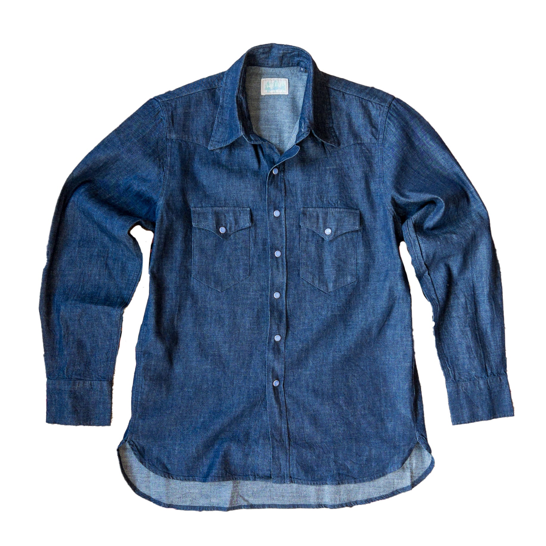 Denim shirt pearl snap buttons fashion