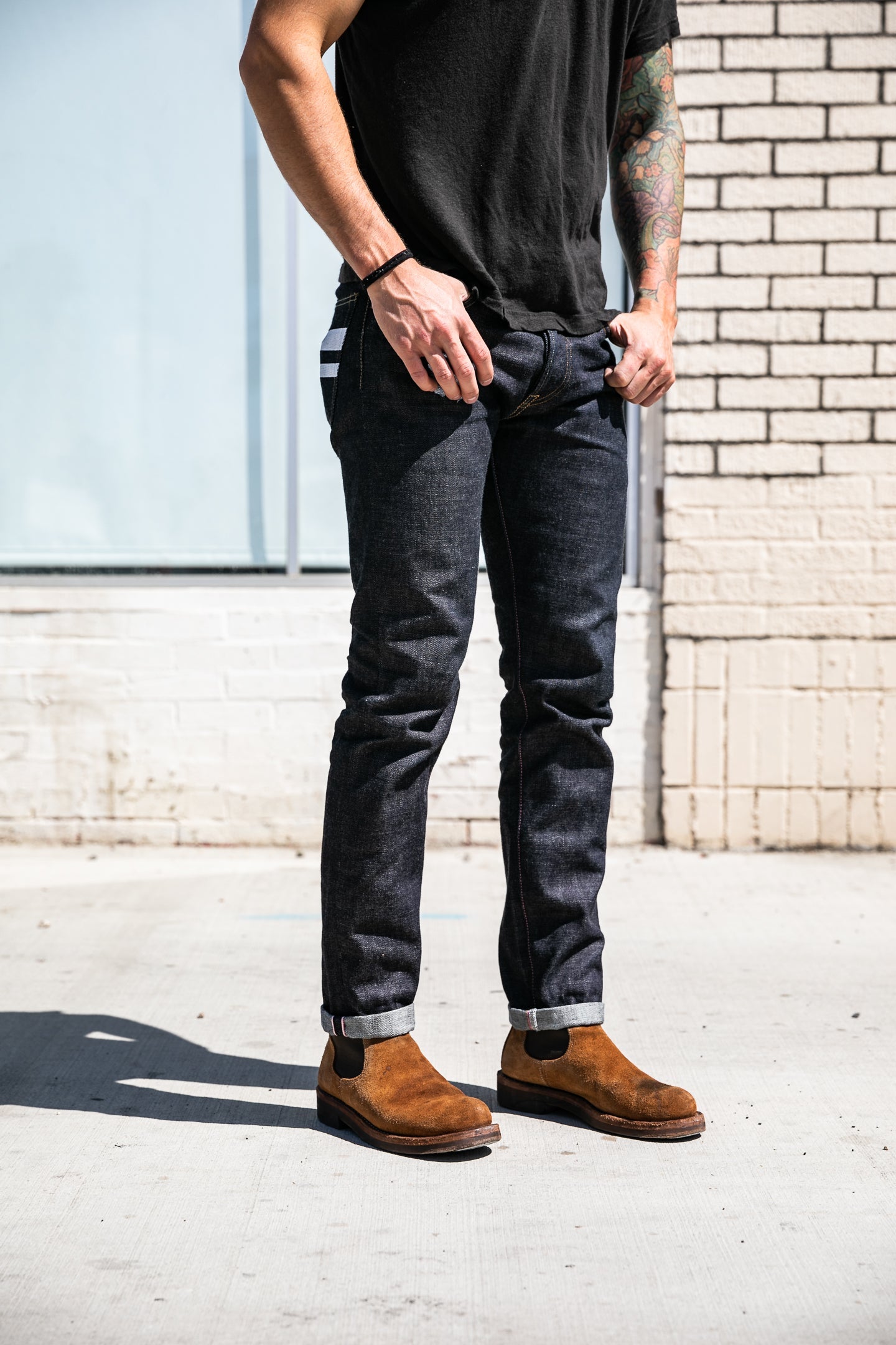 Momotaro - Tight Tapered - 15.7oz Zimbabwe w/ Battle Stripes