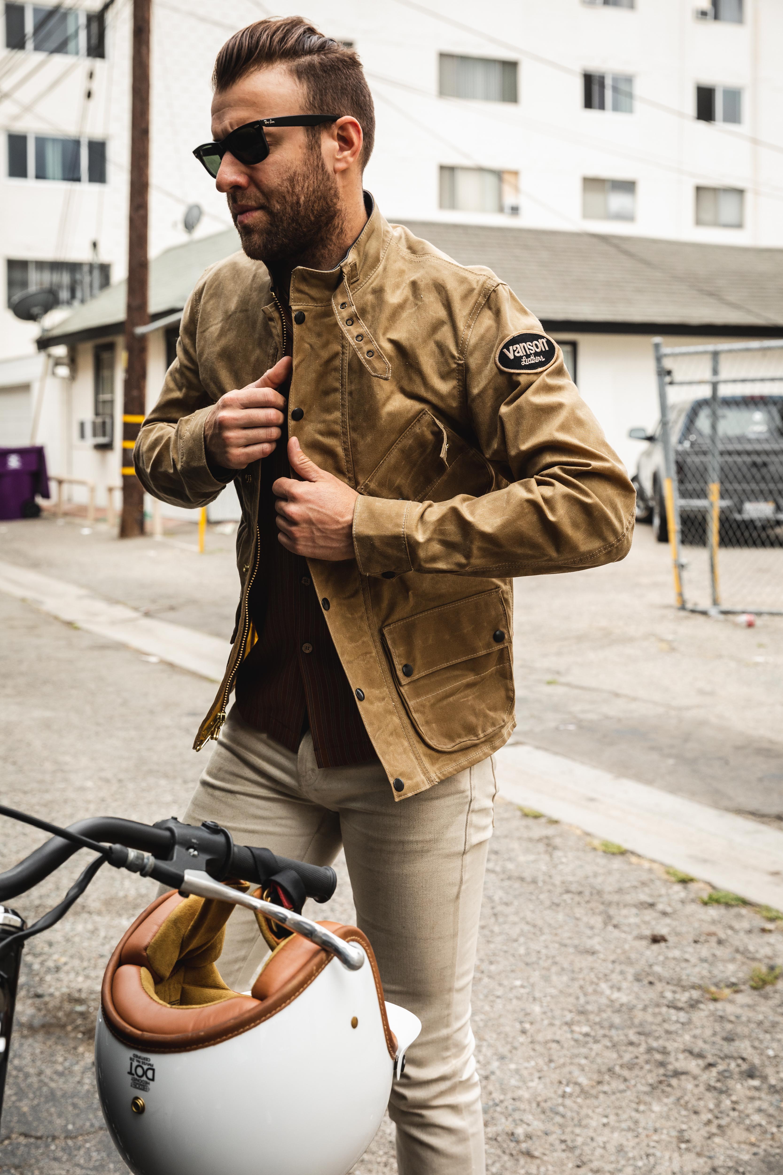 Vanson - Stormer Jacket - Tan Waxed Canvas