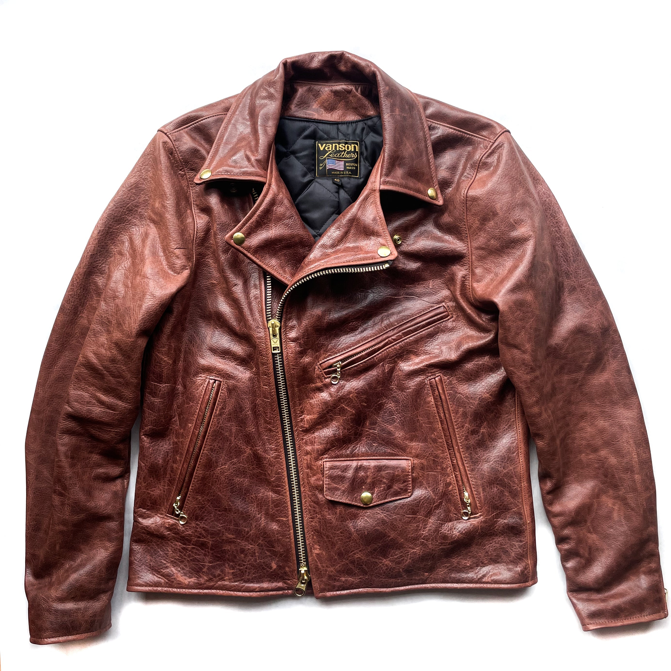 Vanson - C2RN Leather Jacket - Heavy Waxed Whiskey Leather