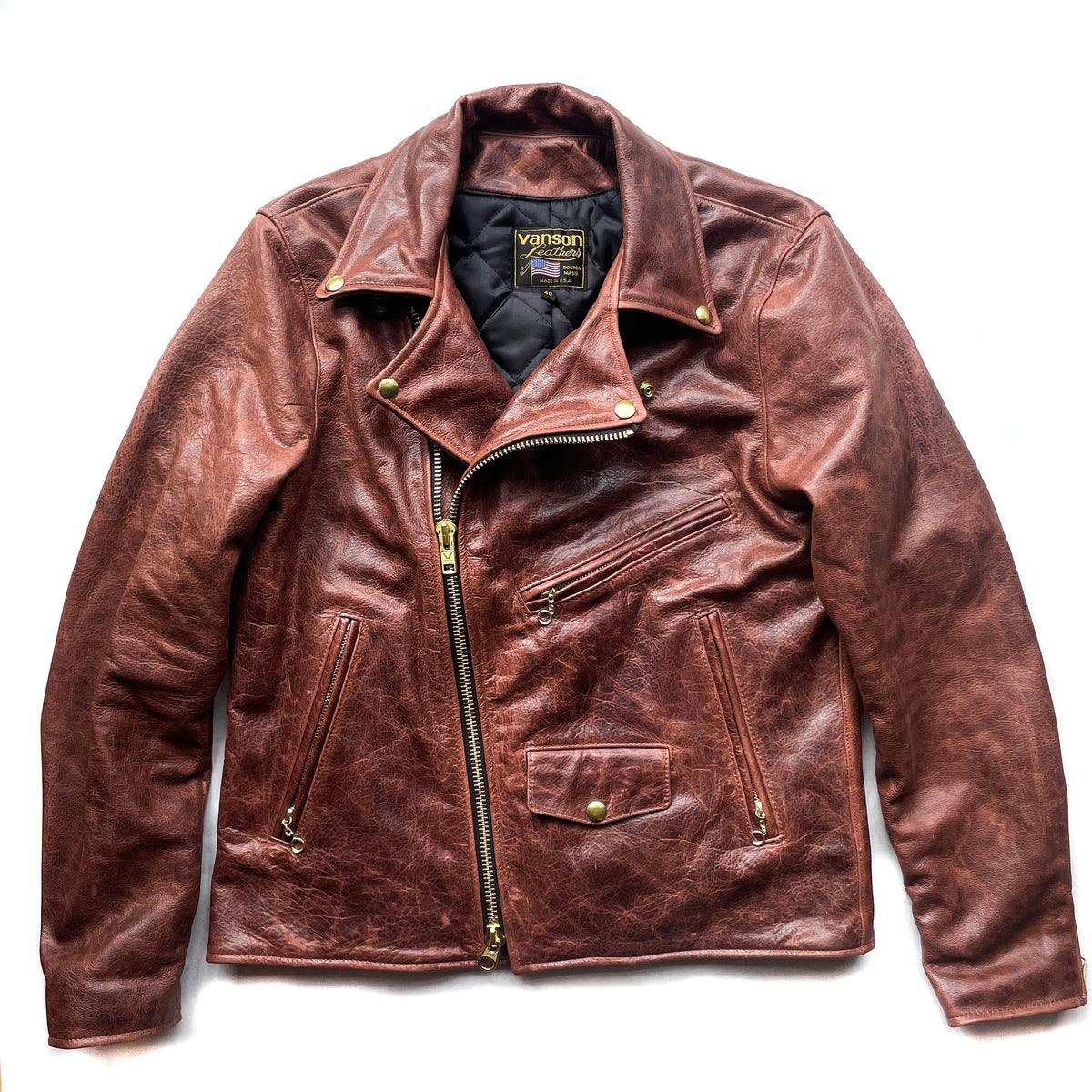 Vanson - C2RN Leather Jacket - Heavy Waxed Whiskey Leather