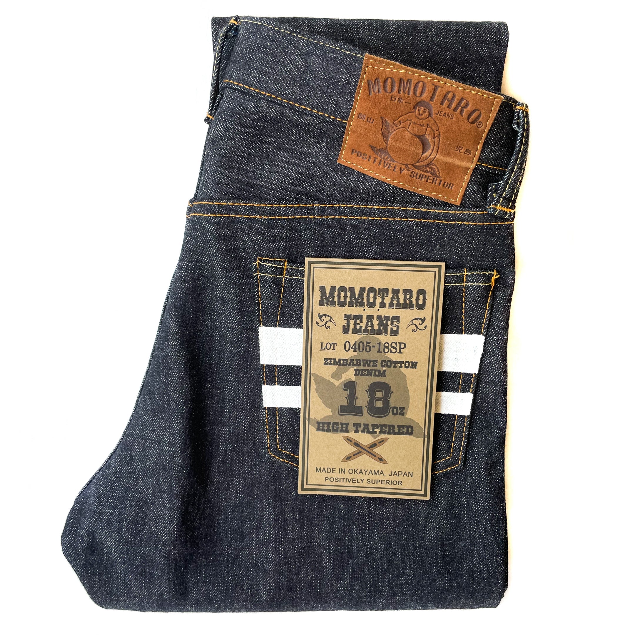 Momotaro - High Tapered - 18oz Zimbabwe w/ Battle Stripes