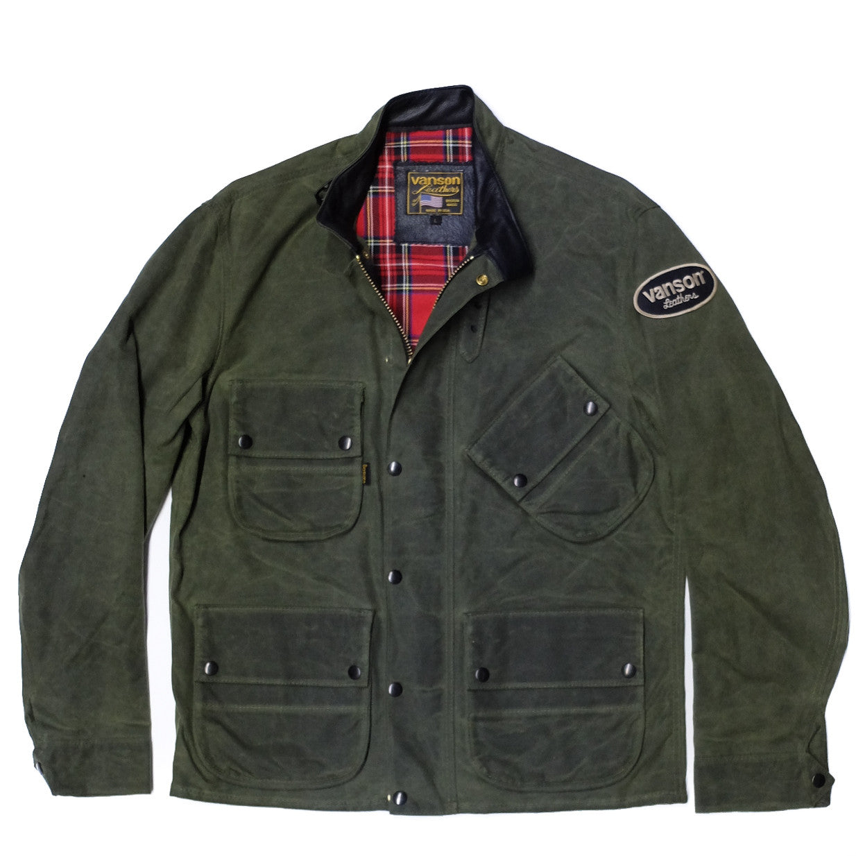 Vanson Stormer Jacket Olive Waxed Canvas