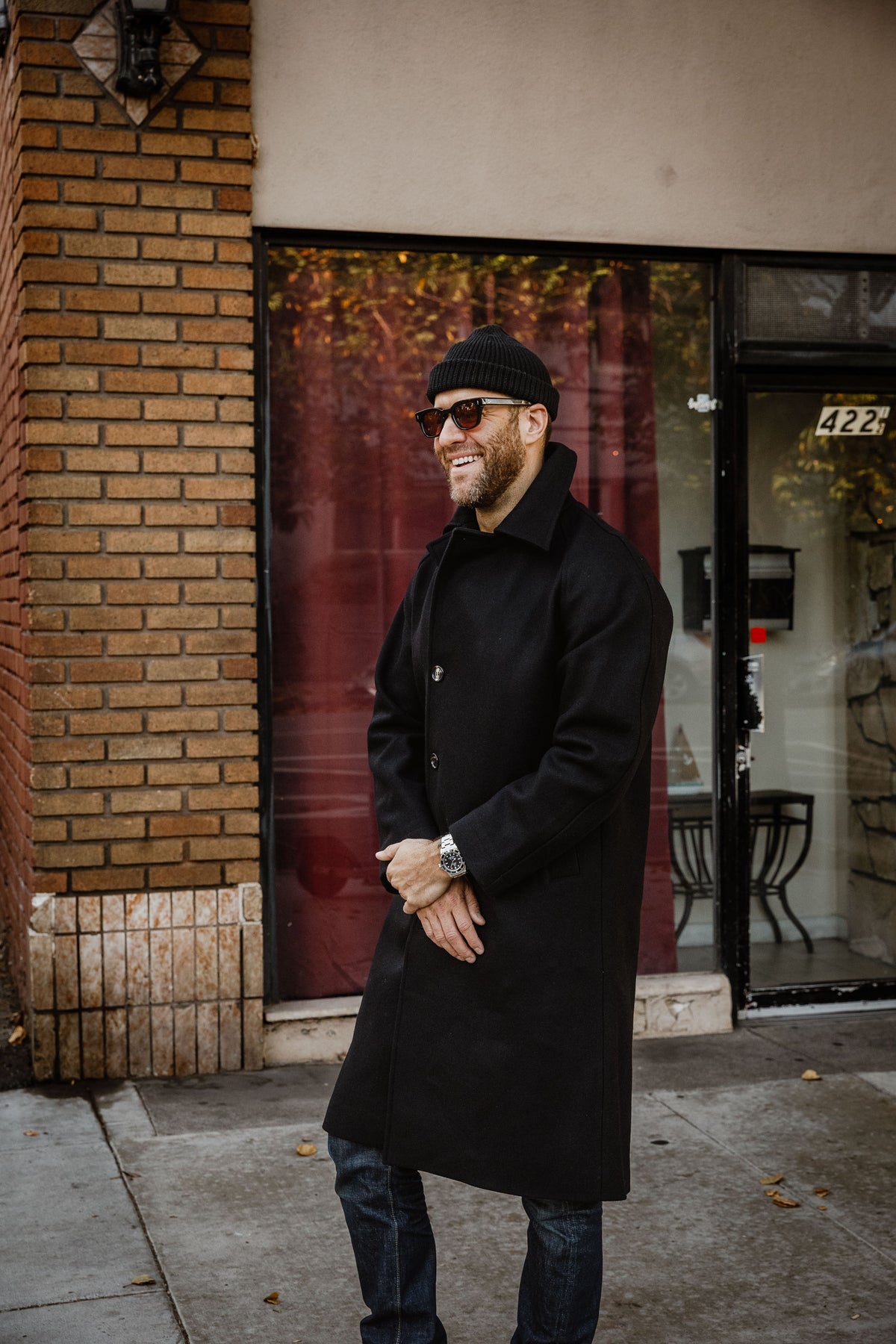 HANSEN - Sigurd Long Lined Wool Coat - Solid Black