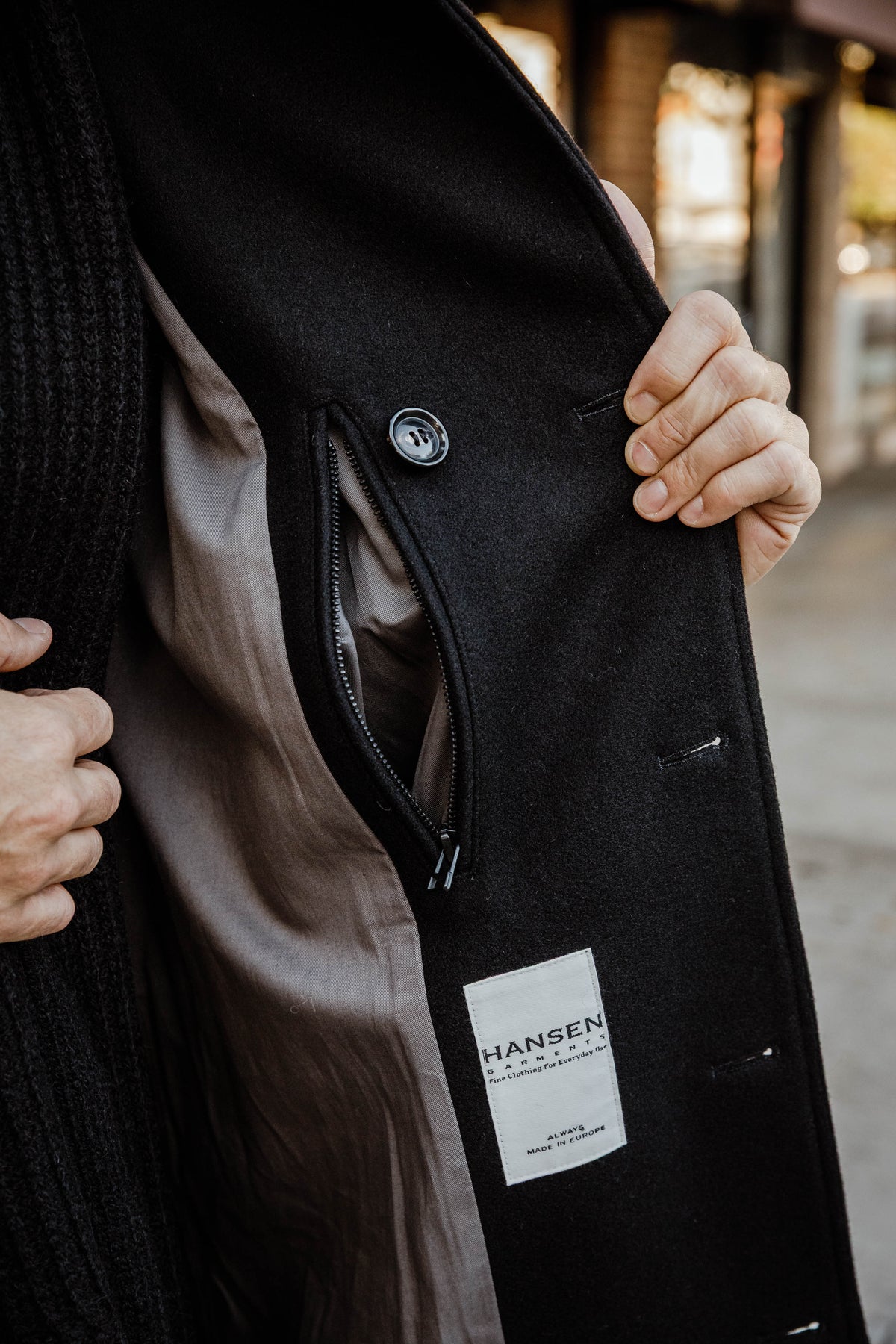 HANSEN - Sigurd Long Lined Wool Coat - Solid Black