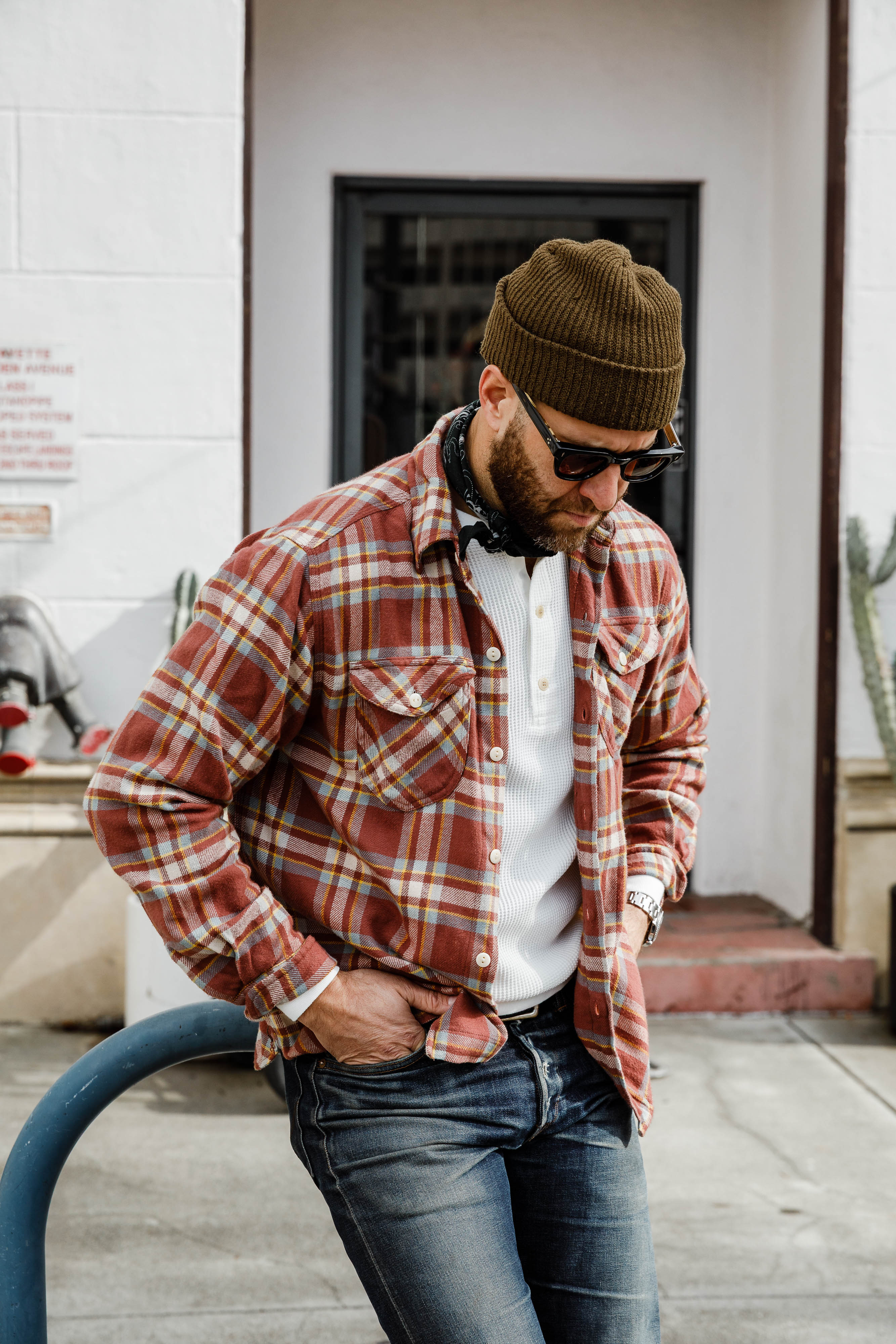 Addict Clothes - Heavy Weight Waffle Henley - Off White