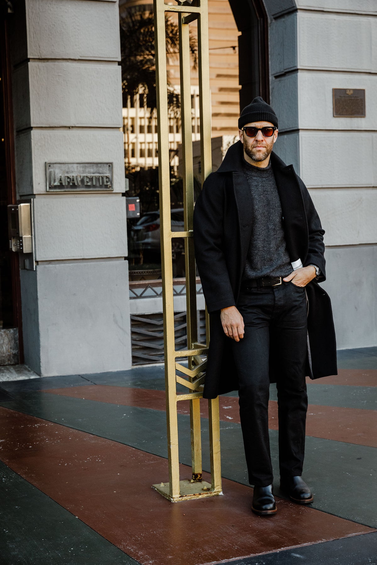 HANSEN - Sigurd Long Lined Wool Coat - Solid Black