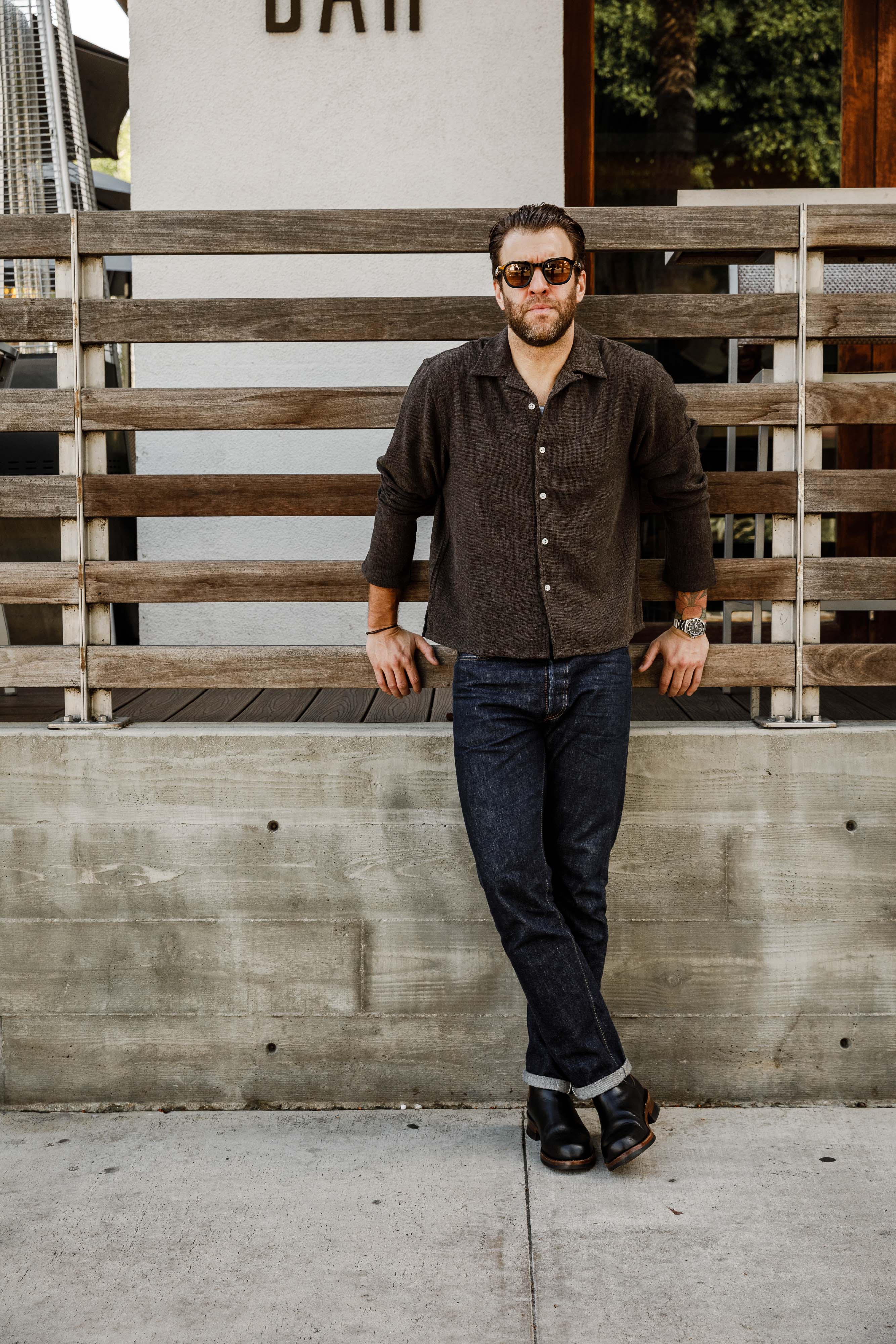 3sixteen - Loop Collar Shirt - Chocolate Marled