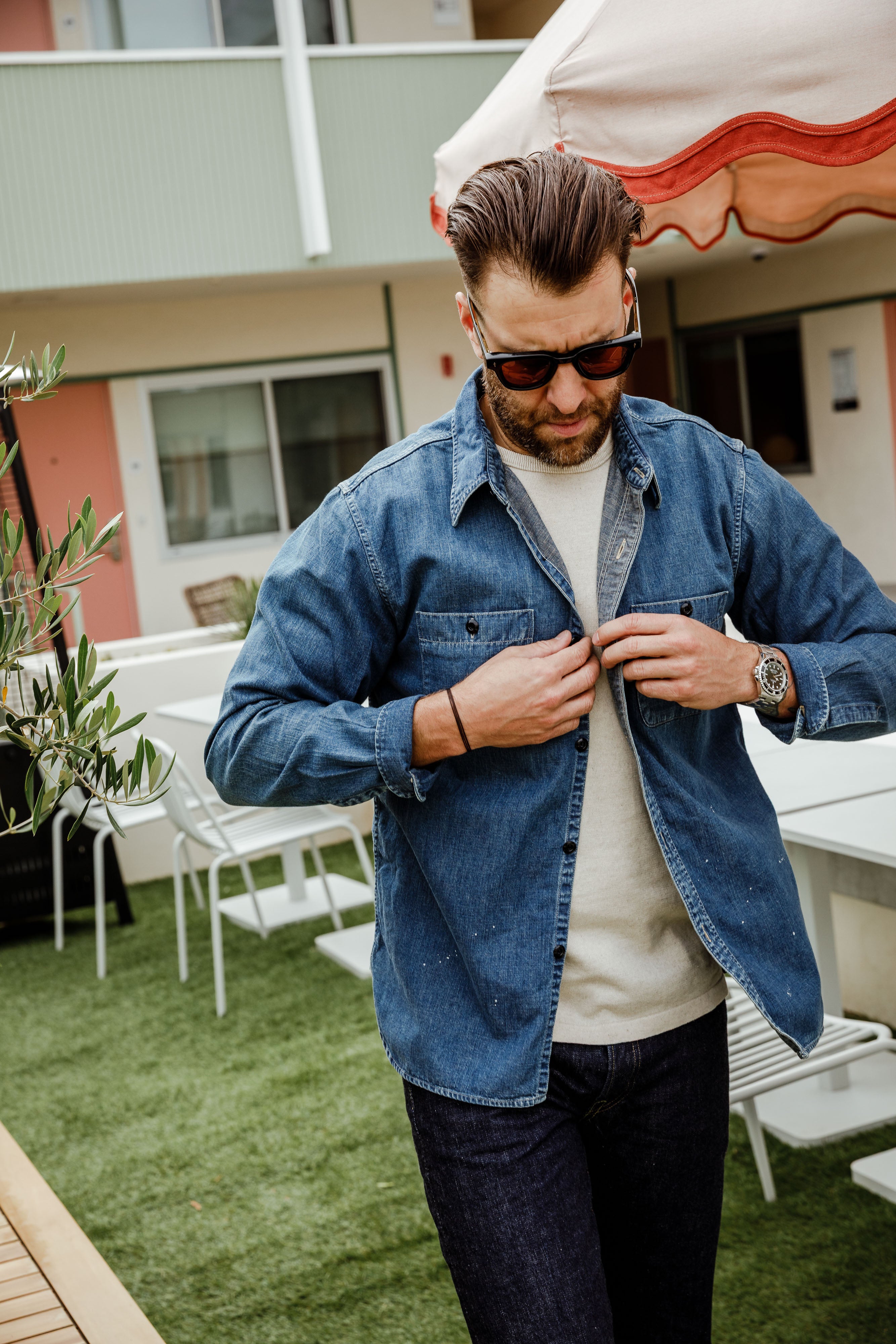 Full Count - 4890HW-19 - 8oz Denim Work Shirt (Hand Washed)