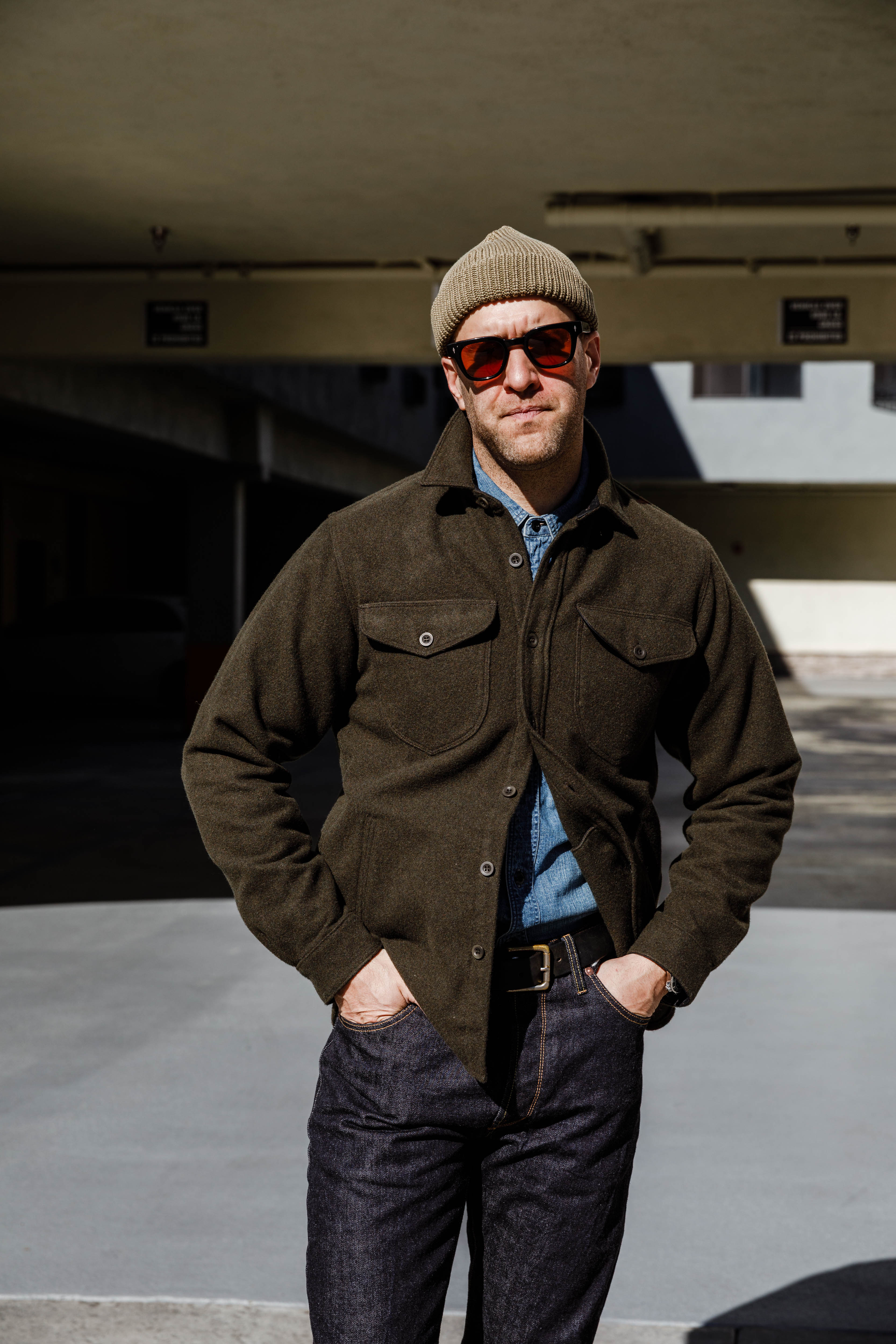 Benzak Denim Developers - CPO OverShirt - 14oz Forest Green Wool Mosser