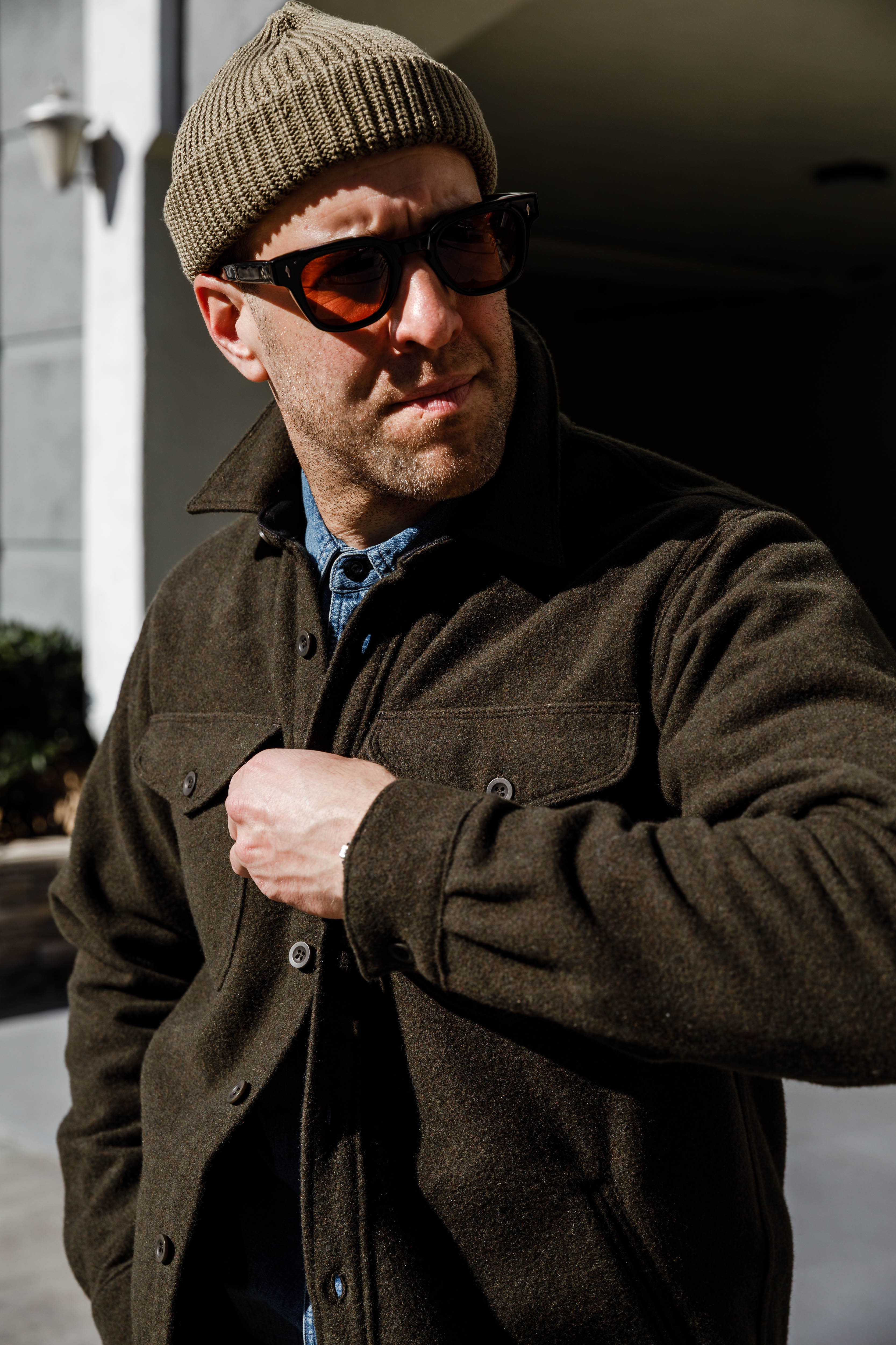 Benzak Denim Developers - CPO OverShirt - 14oz Forest Green Wool Mosser