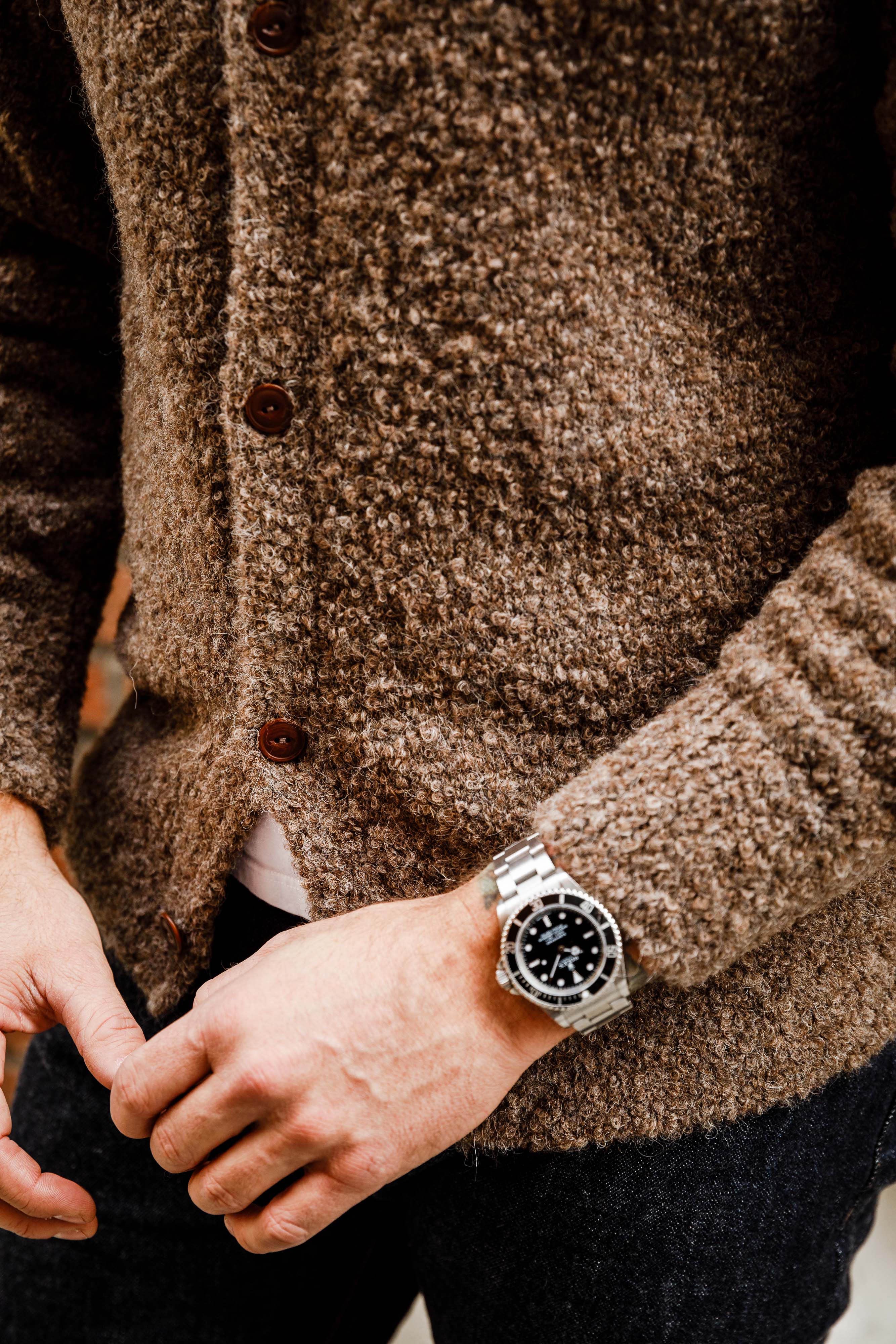 3sixteen - V⁠-⁠Neck Cardigan - Earth Boucle Alpaca