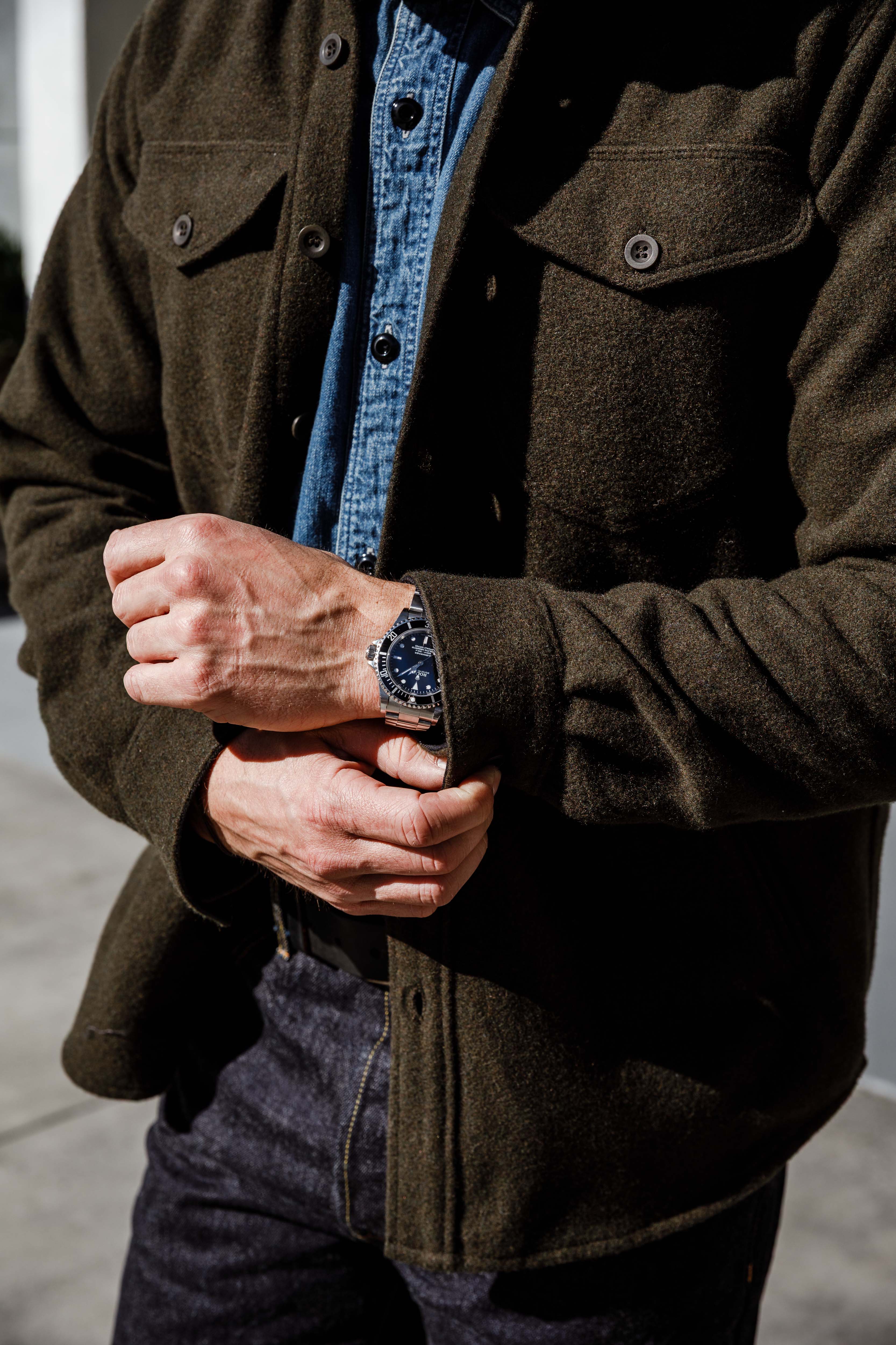 Benzak Denim Developers - CPO OverShirt - 14oz Forest Green Wool Mosser