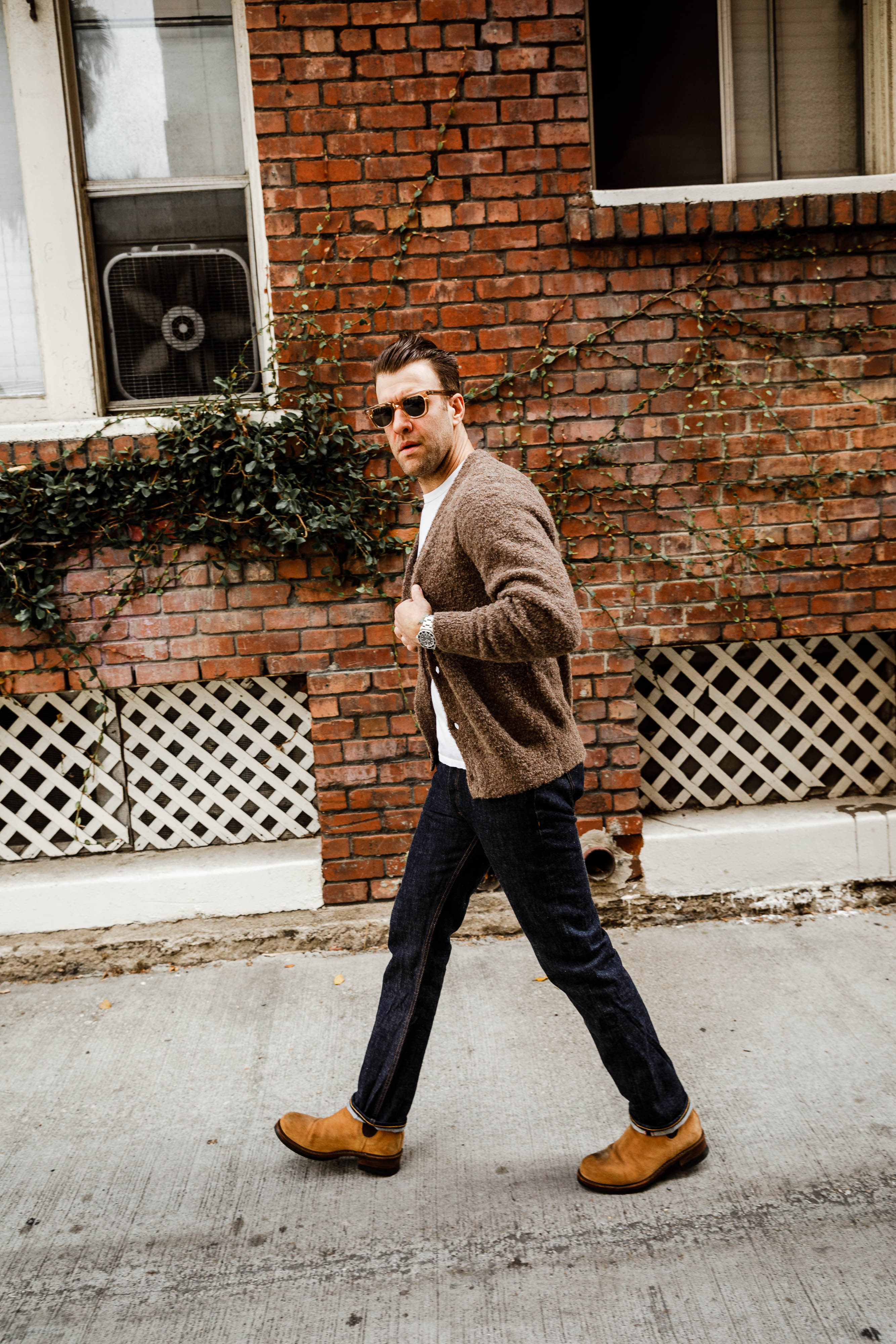 3sixteen - V⁠-⁠Neck Cardigan - Earth Boucle Alpaca