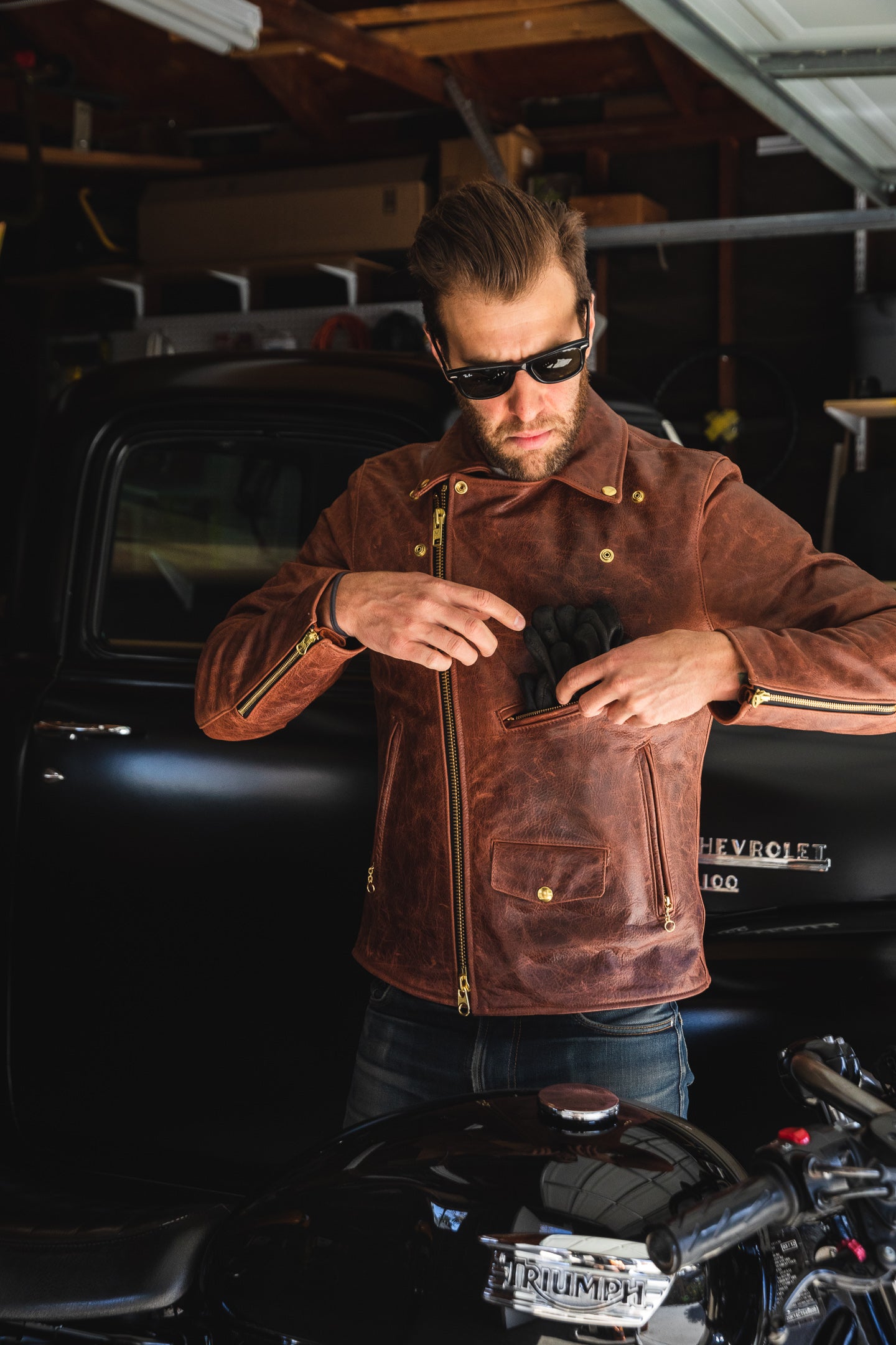 Vanson - C2RN Leather Jacket - Brandy