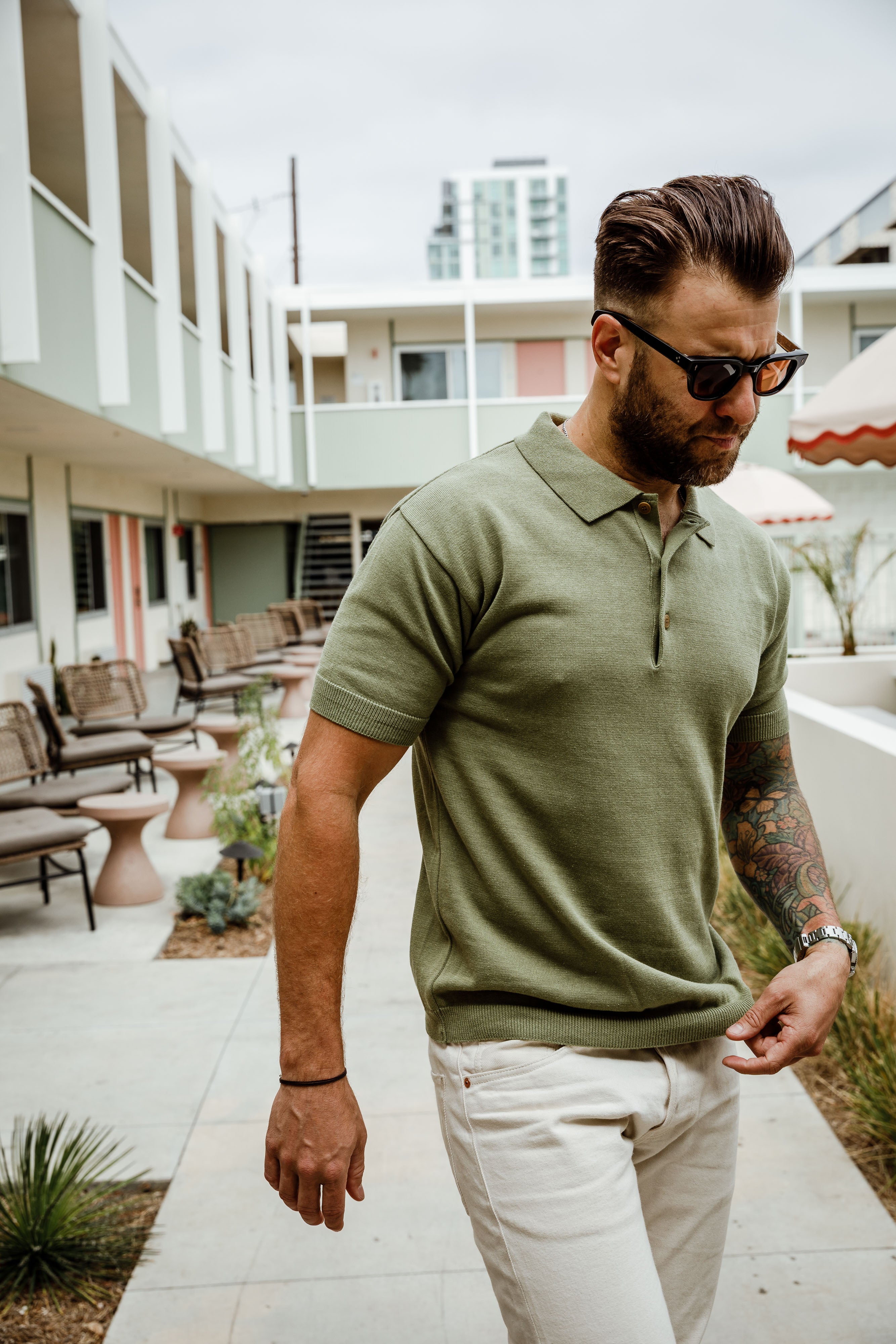 Addict Clothes - Short Sleeve Polo - Faded Green