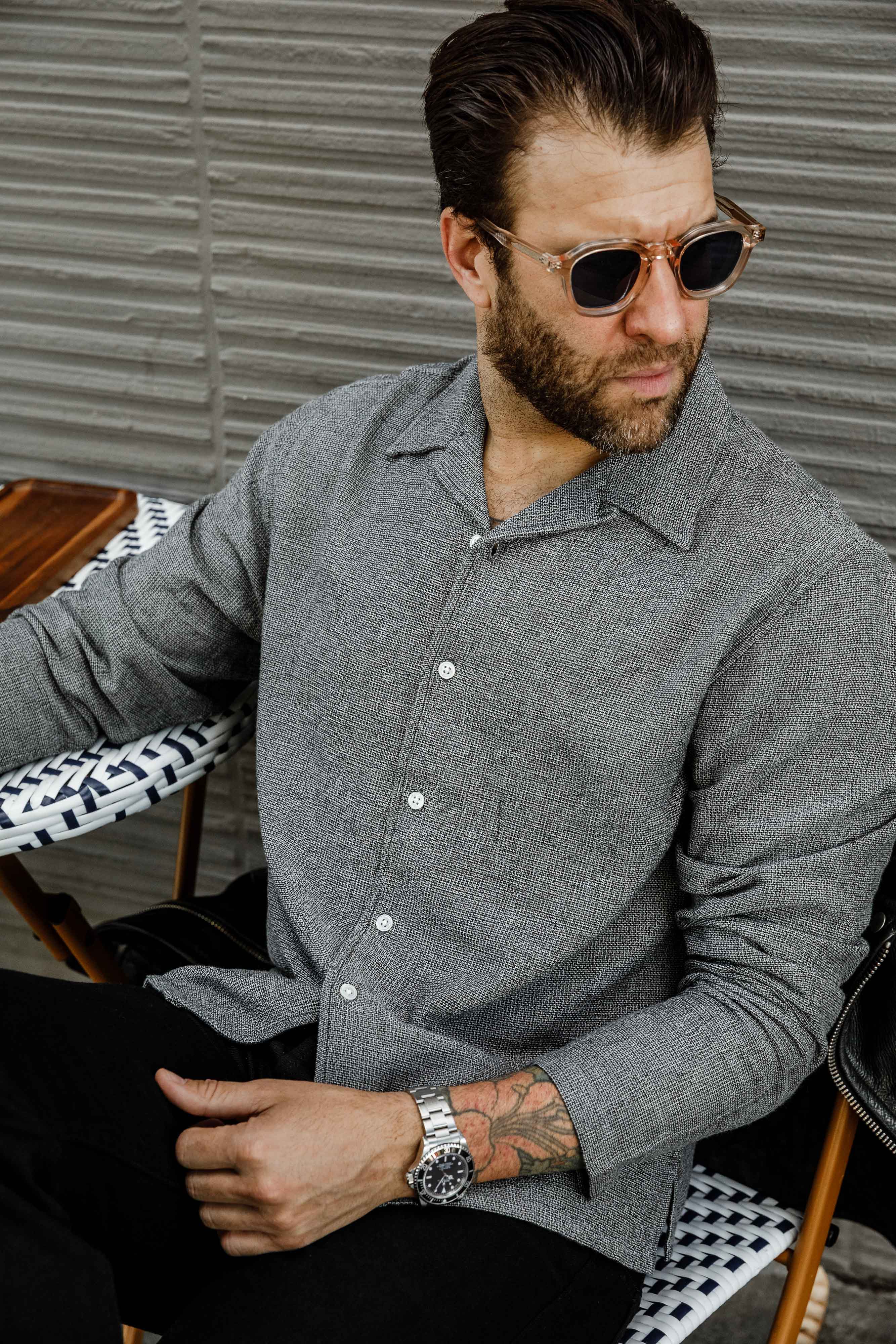 3sixteen - Loop Collar Shirt - Black Marled