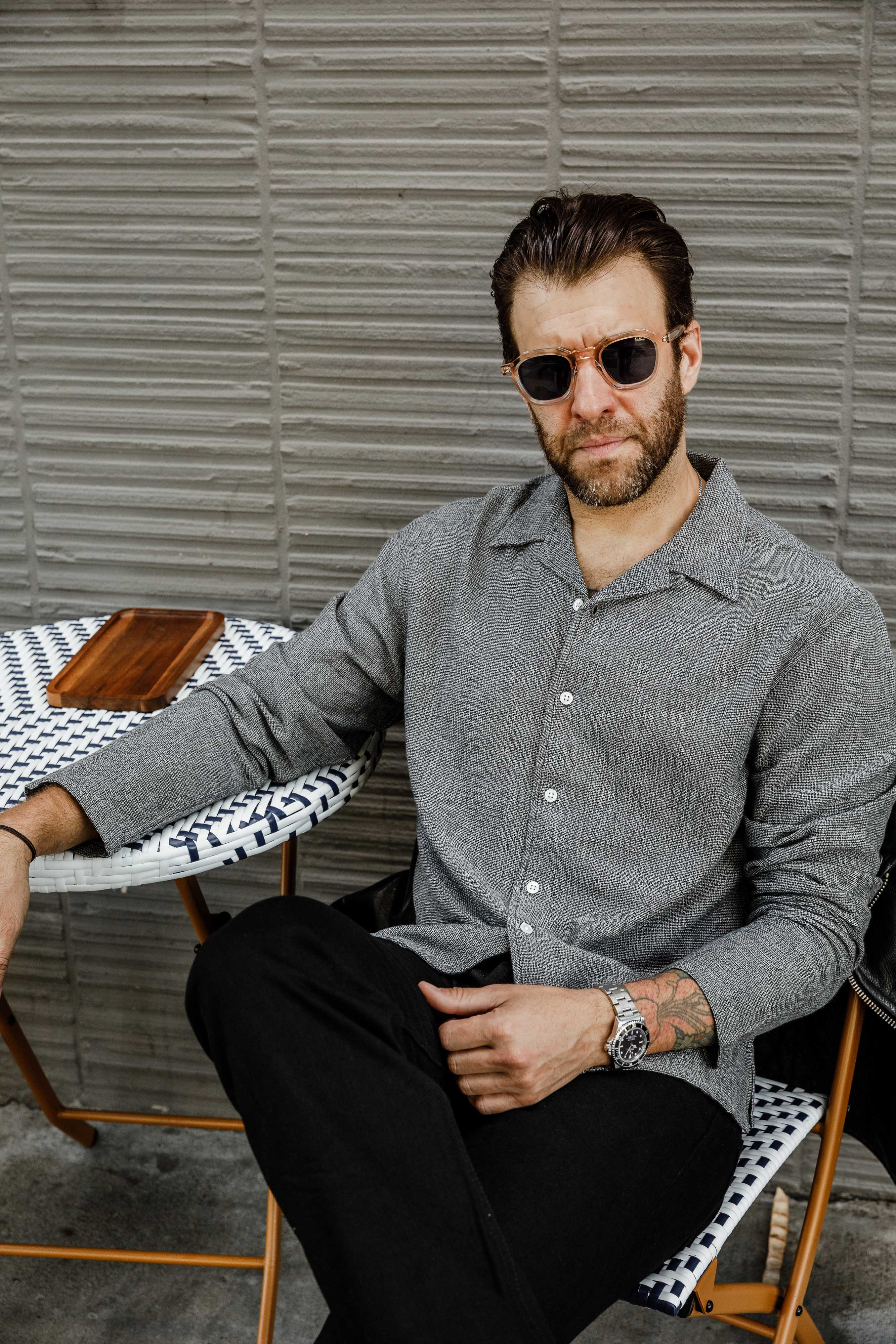 3sixteen - Loop Collar Shirt - Black Marled