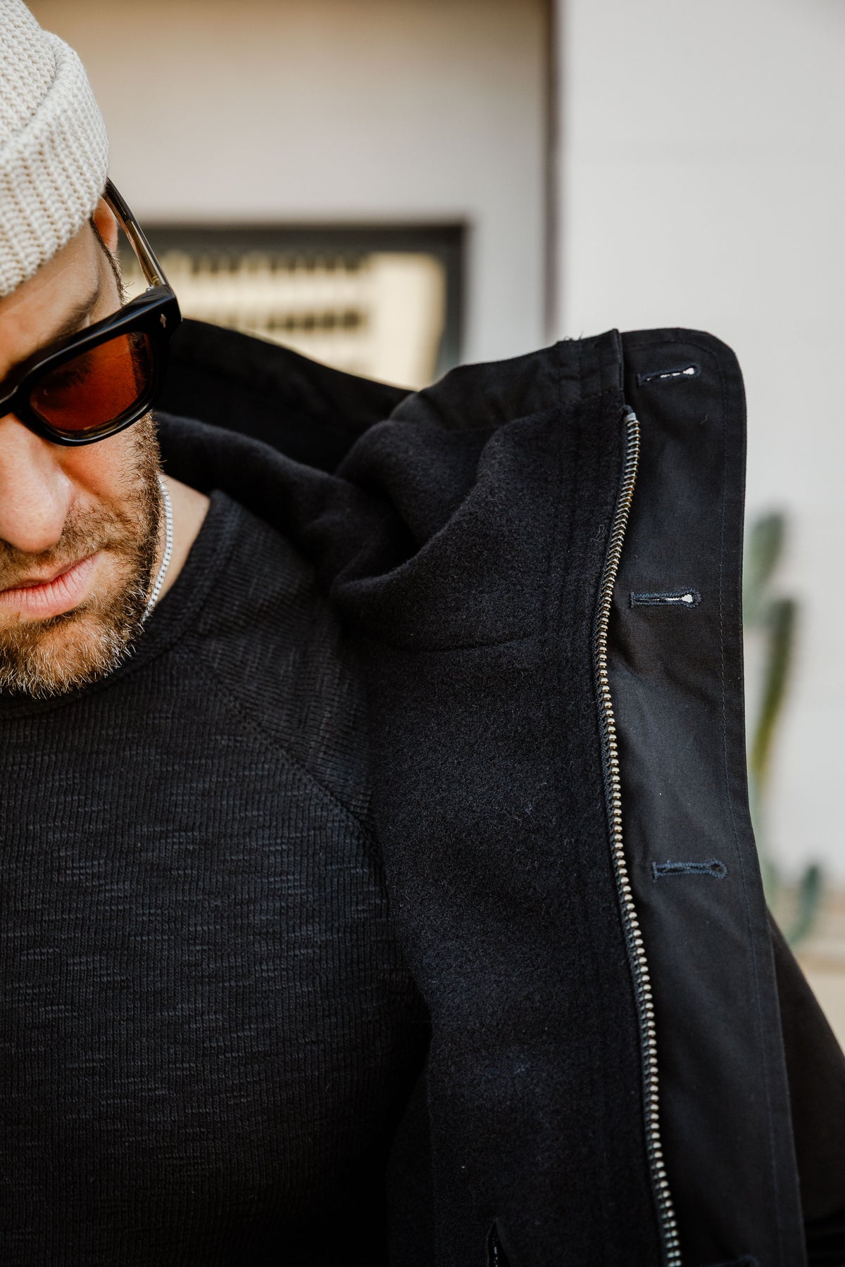 HANSEN - Rasmus Waxed Parka With Zipper - Black
