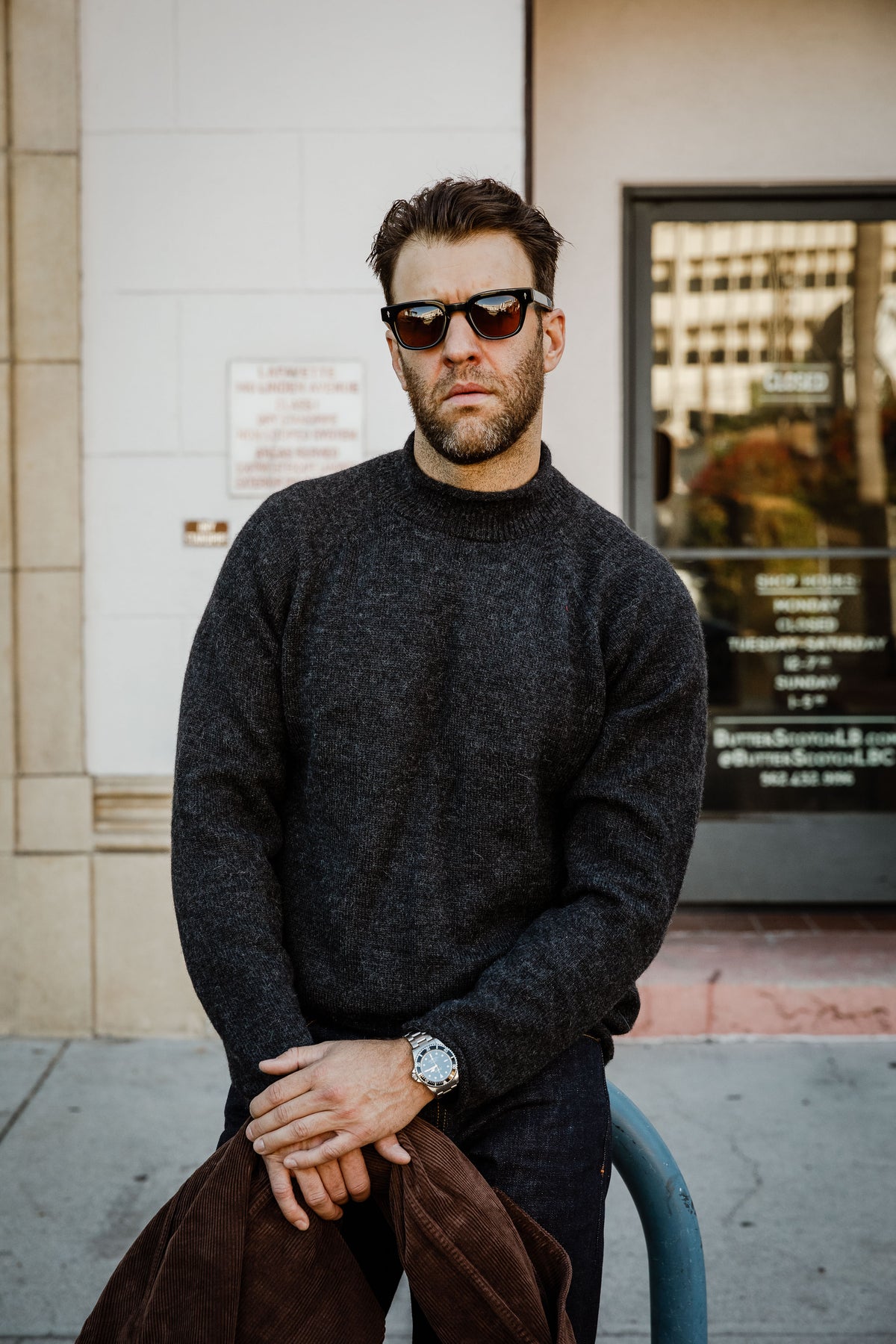 3sixteen - Roll Neck Sweater - Charcoal Alpaca