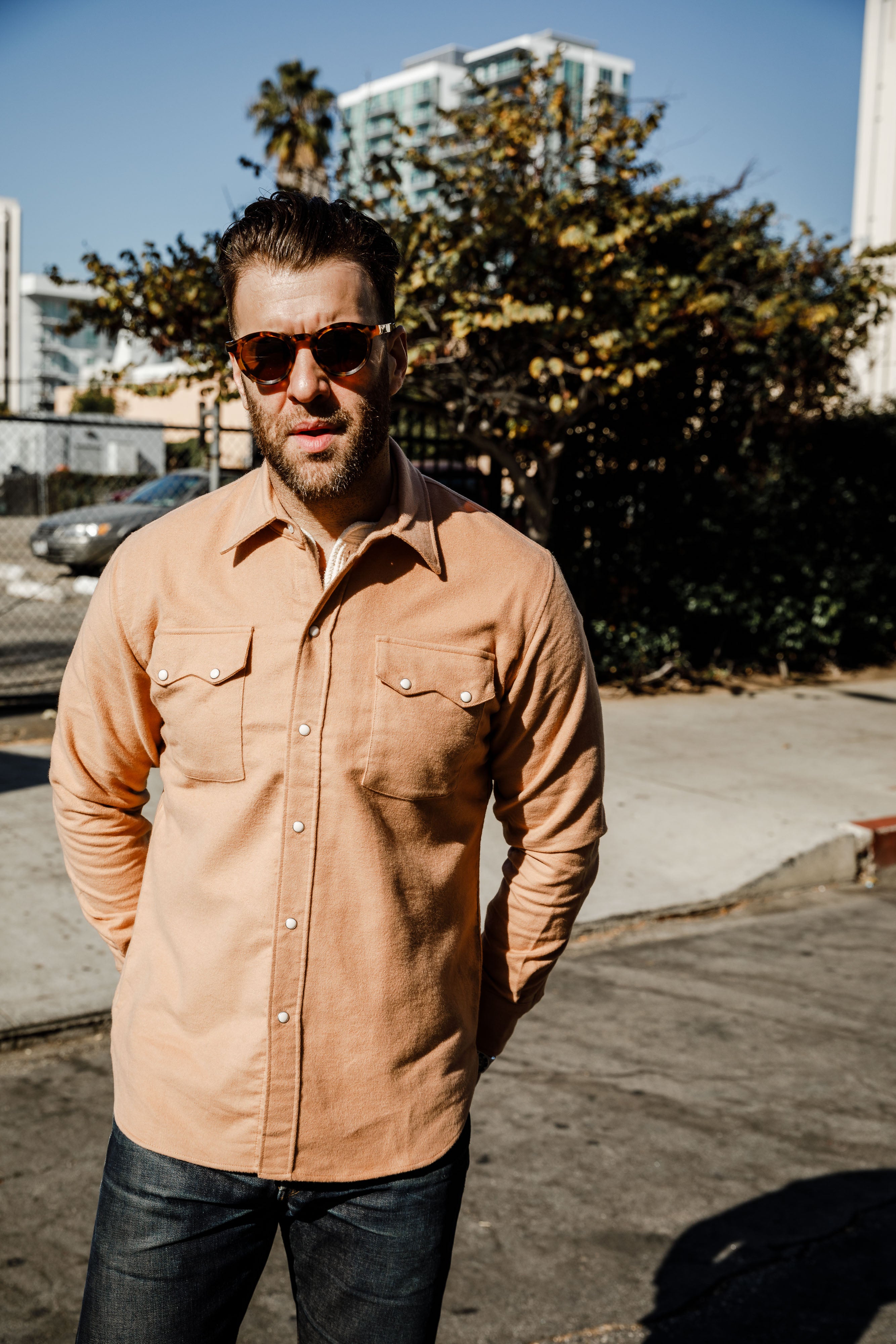 Wythe - Moleskin Pearlsnap Shirt - Nectar