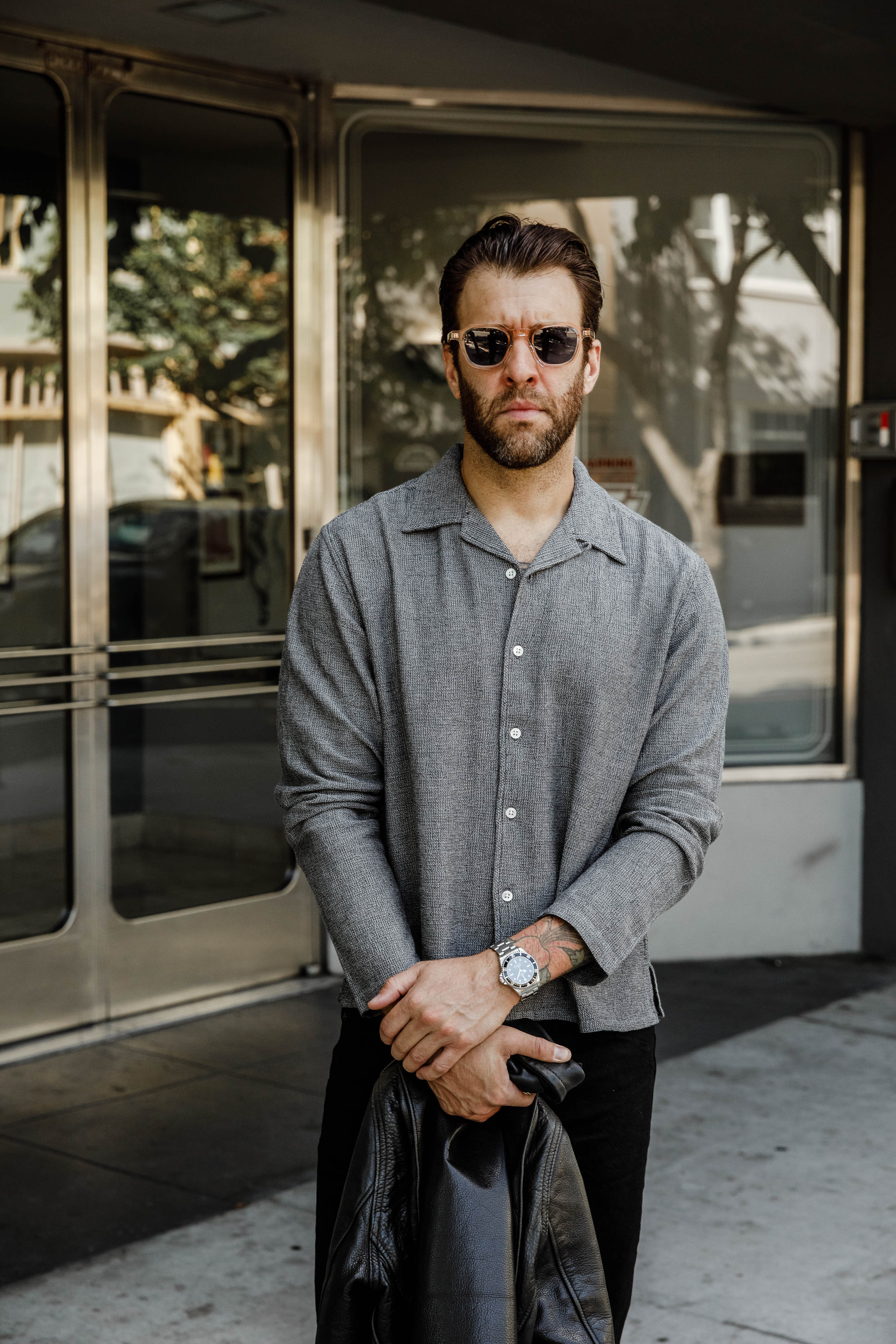 3sixteen - Loop Collar Shirt - Black Marled