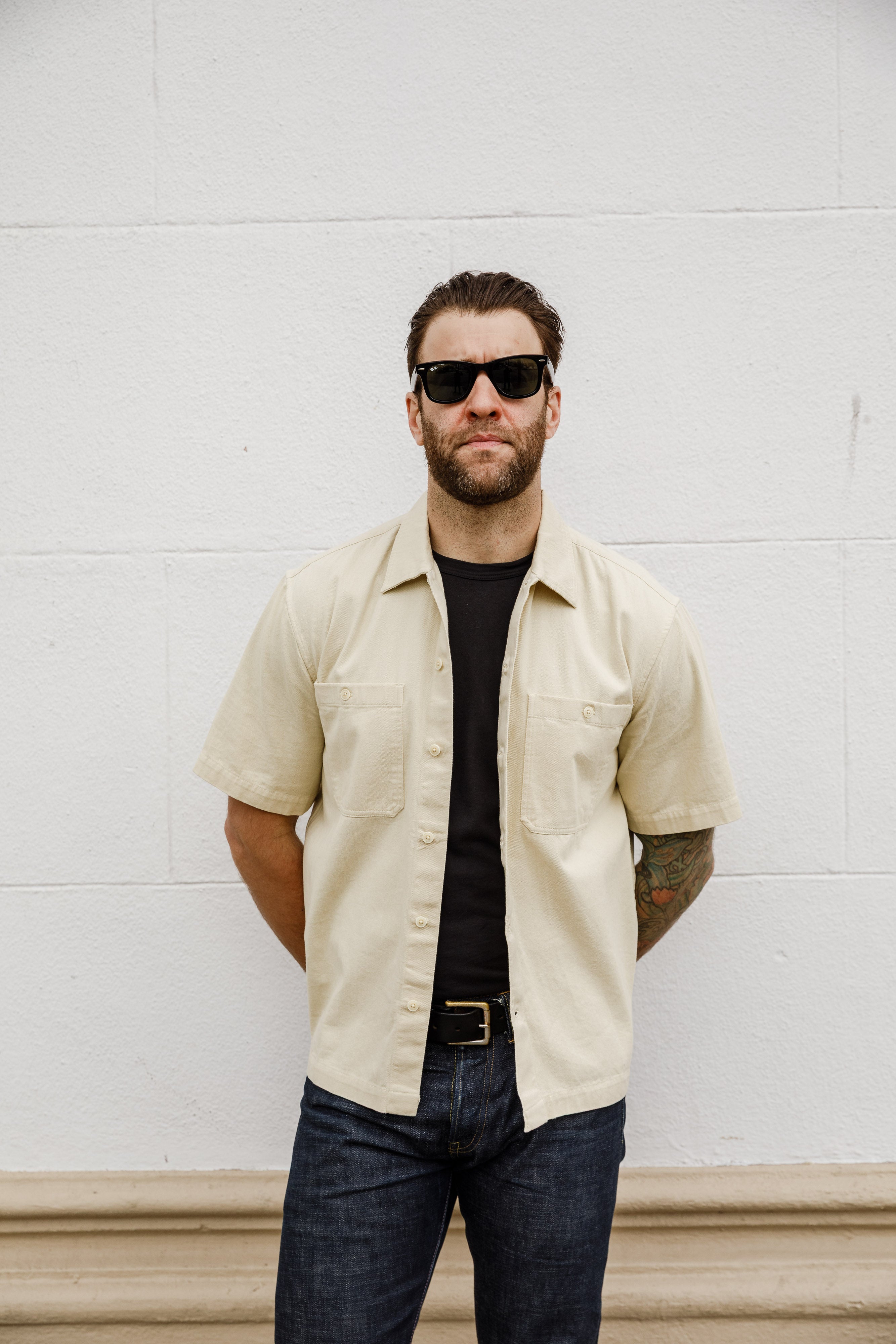 3sixteen - Short Sleeve Work Shirt - Ecru Twill
