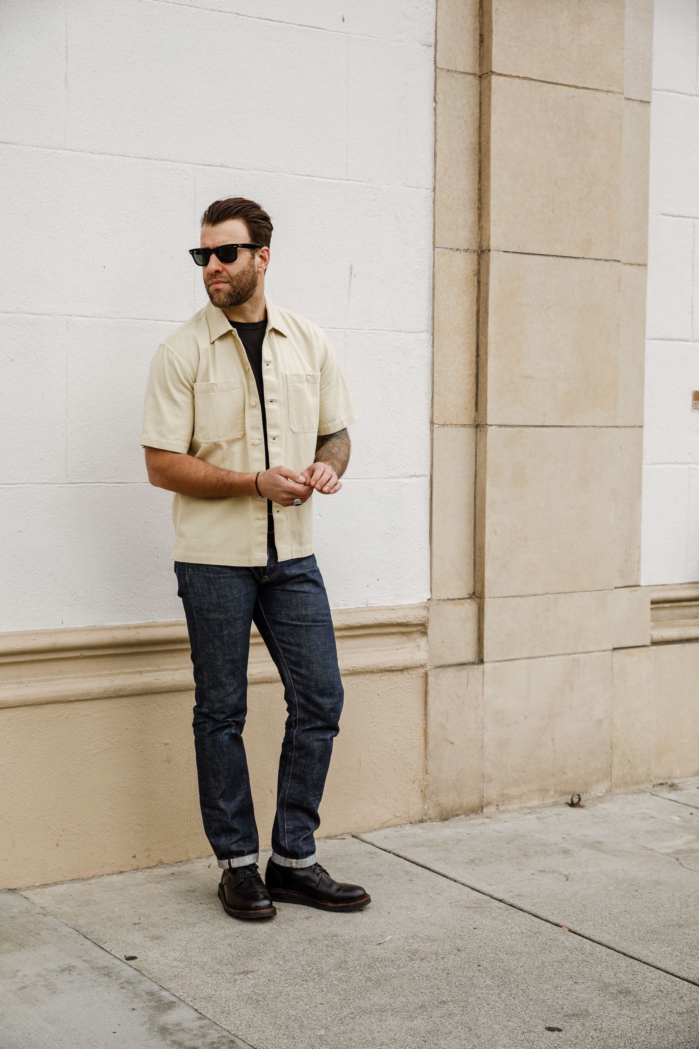 3sixteen - Short Sleeve Work Shirt - Ecru Twill