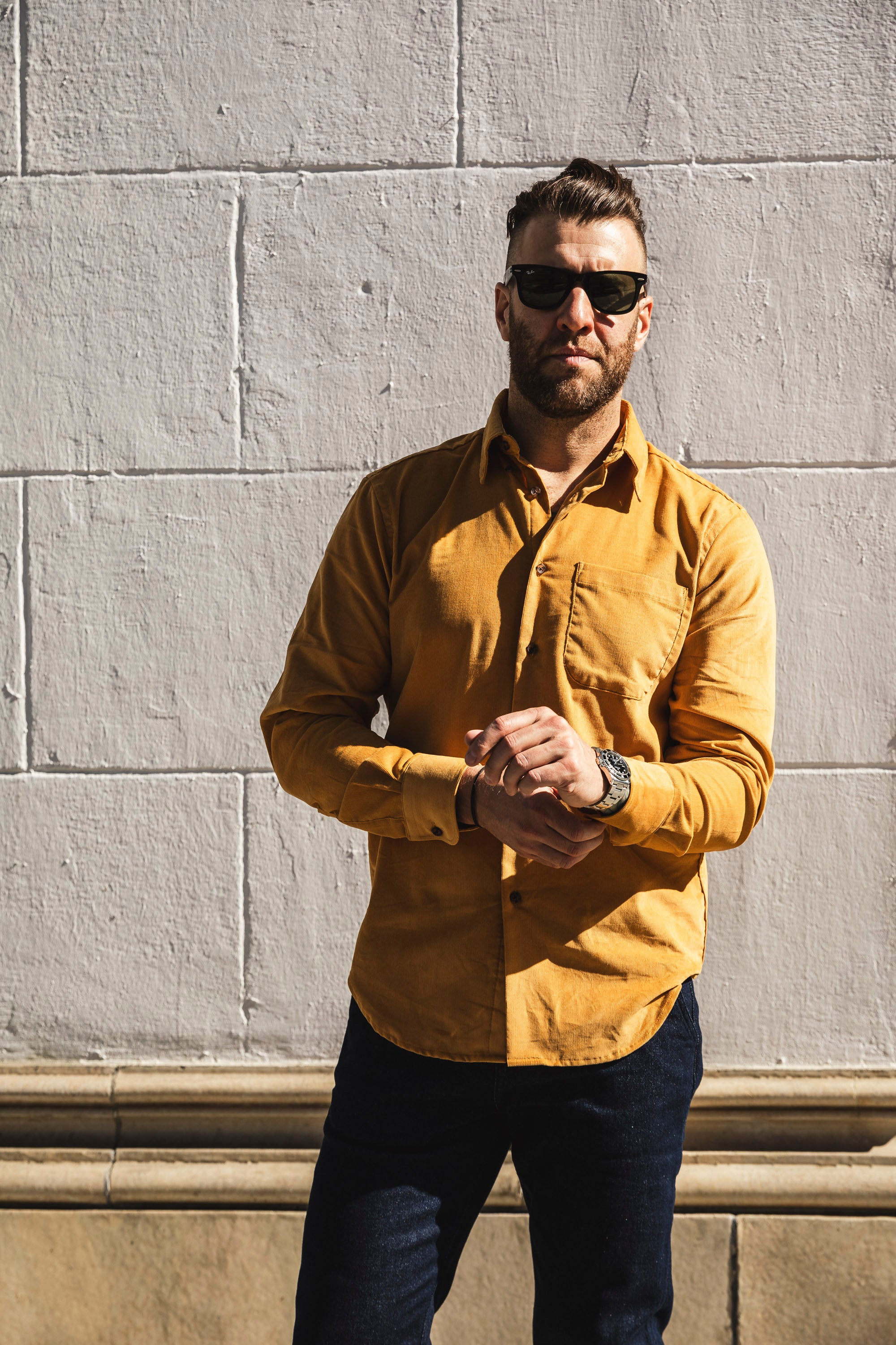 Naked & Famous - Easy Shirt - Cotton Dyed Corduroy - Golden Brown