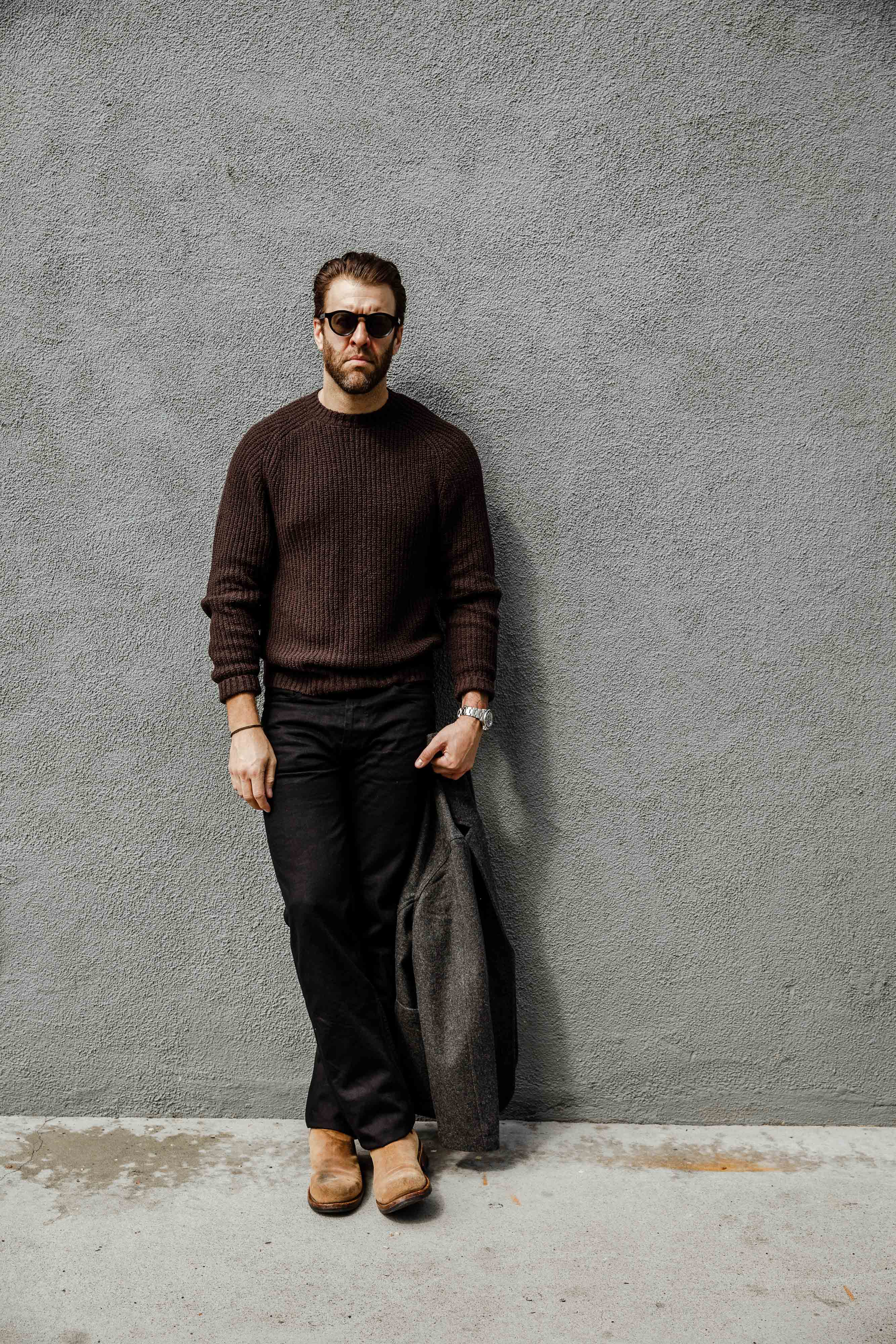 3sixteen - Cotton Crewneck Sweater - Bark Boucle