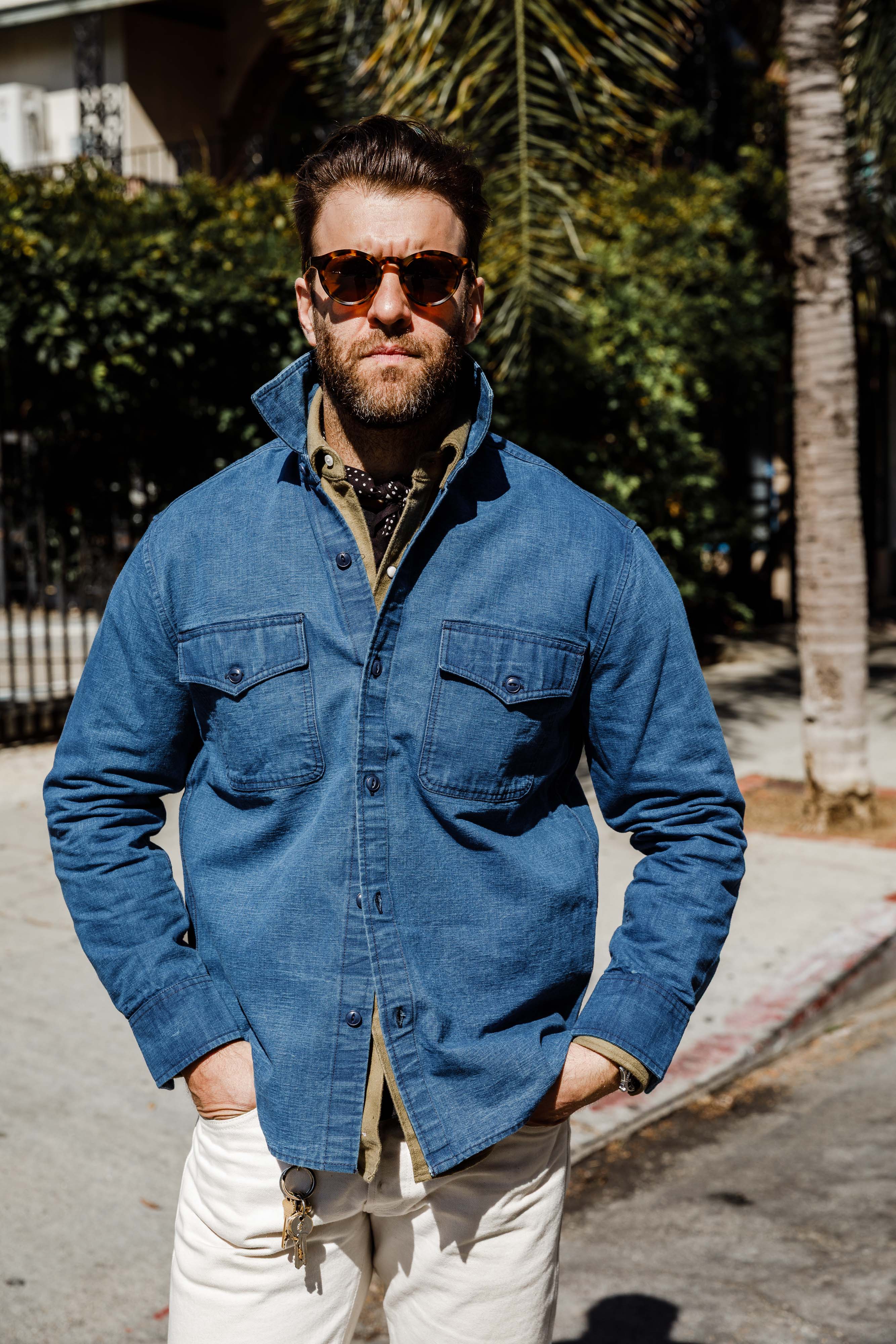 トップス Sui 3sixteen - USN Overshirt - Stonewashed Indigo Canvas