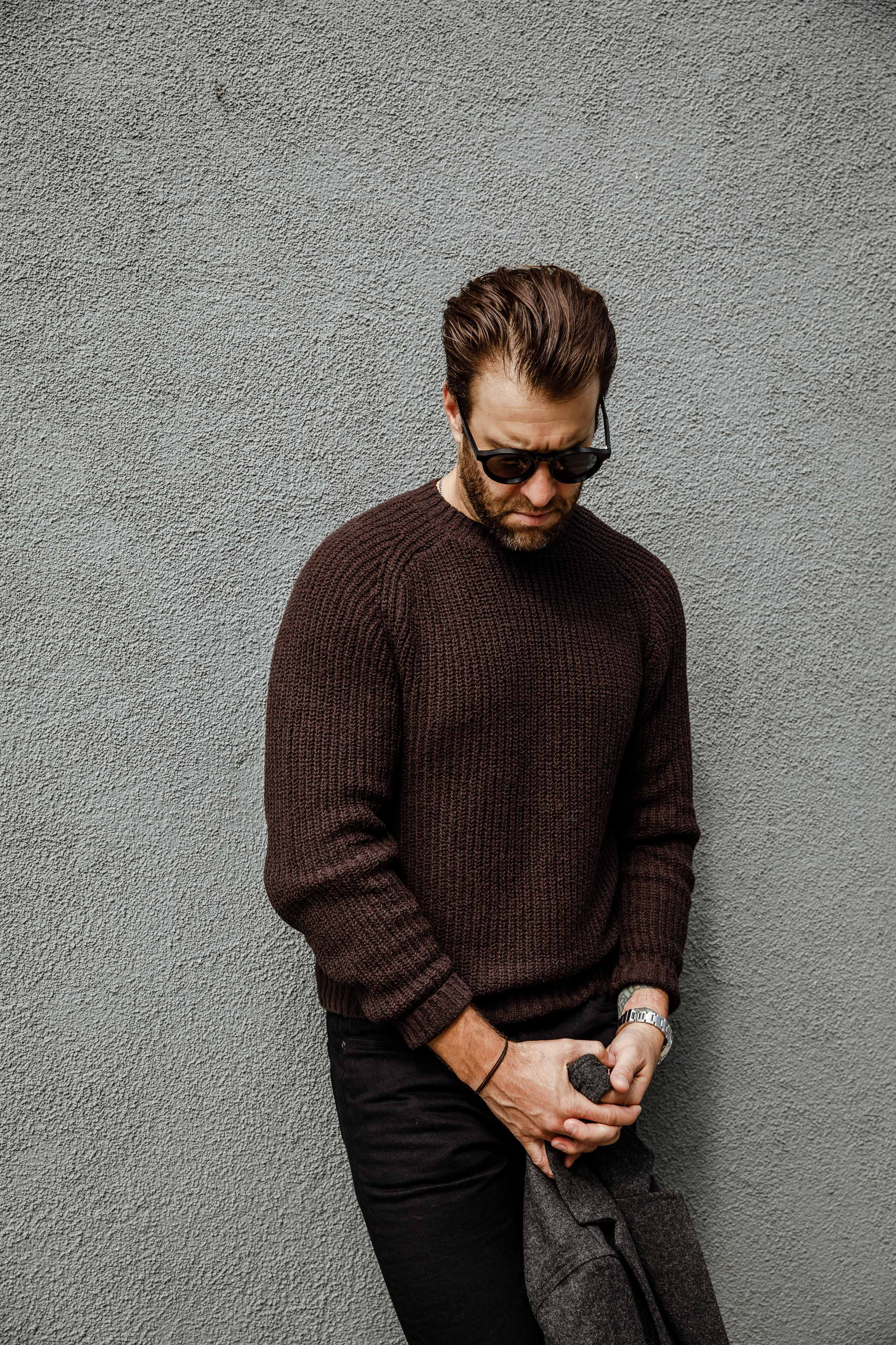 3sixteen - Cotton Crewneck Sweater - Bark Boucle