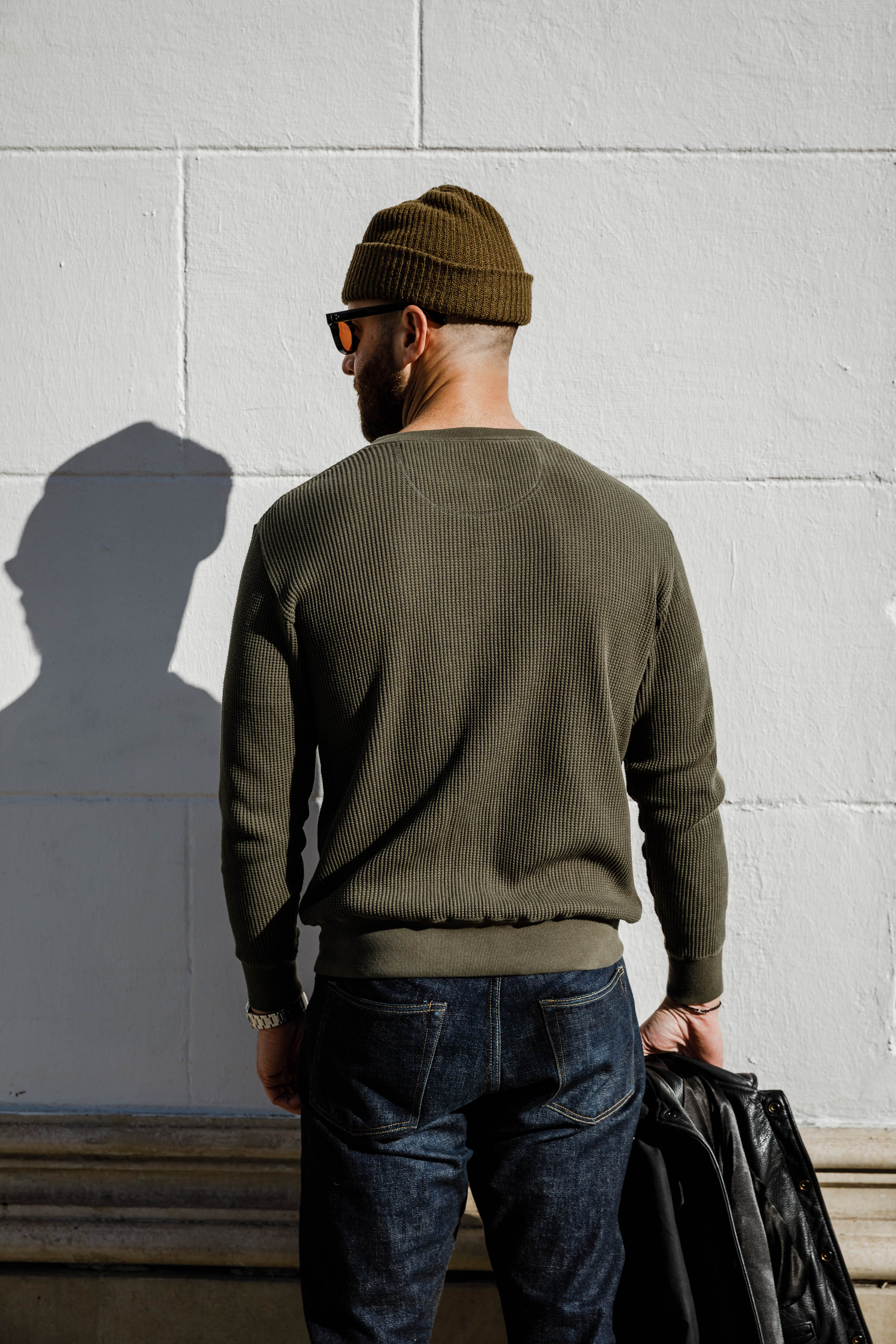 Addict Clothes - Heavy Weight Waffle Henley - Army Green