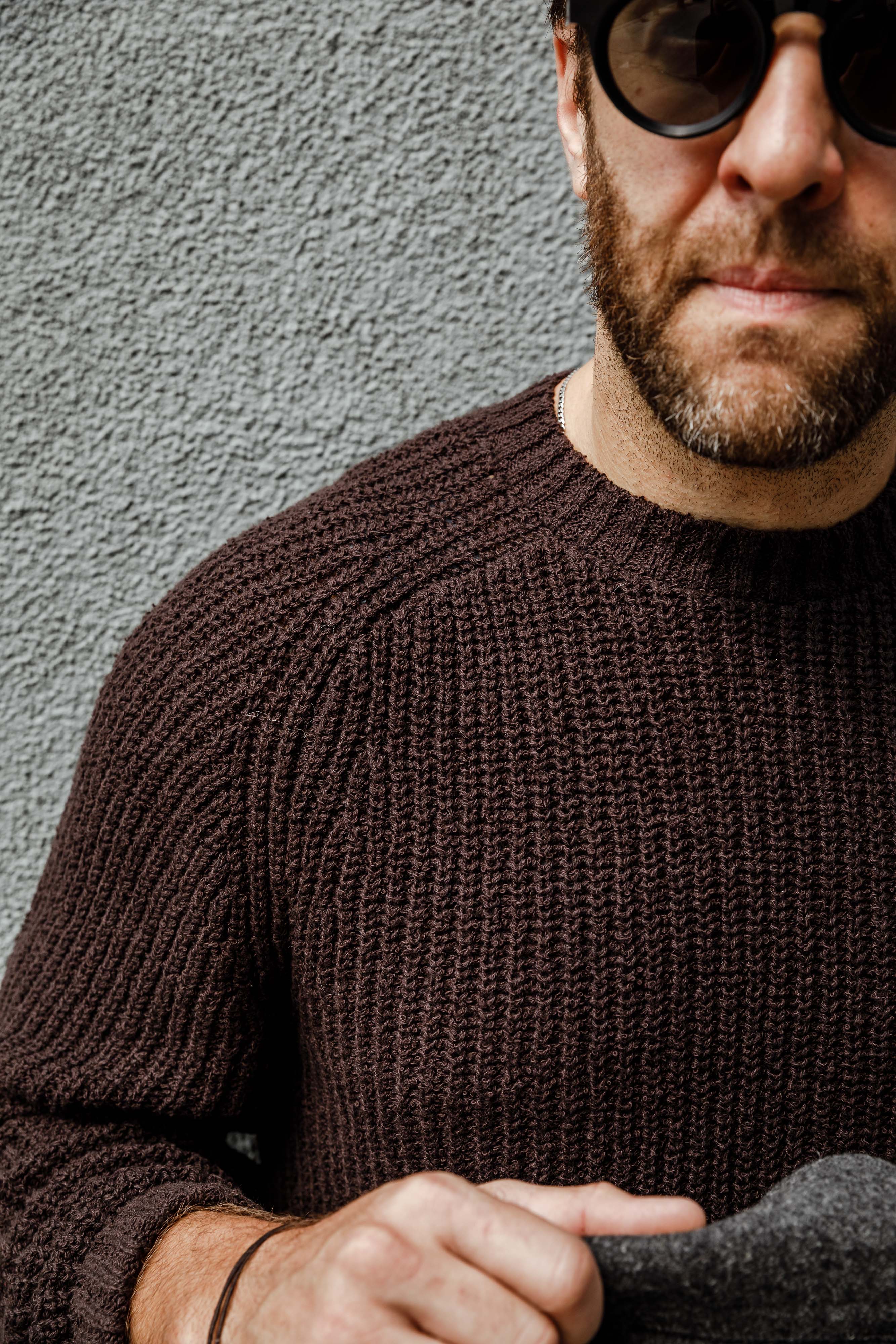 3sixteen - Cotton Crewneck Sweater - Bark Boucle