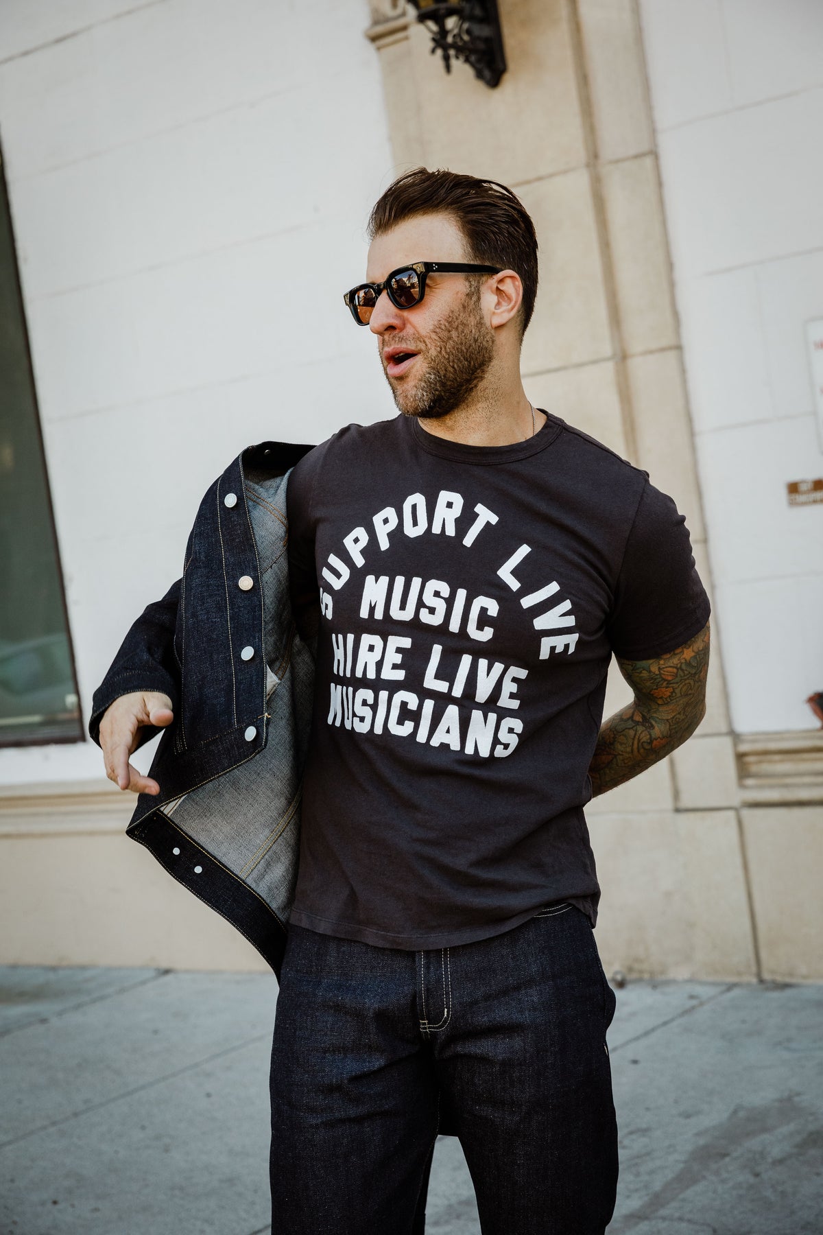 imogene + willie - "support live music" tee - Black