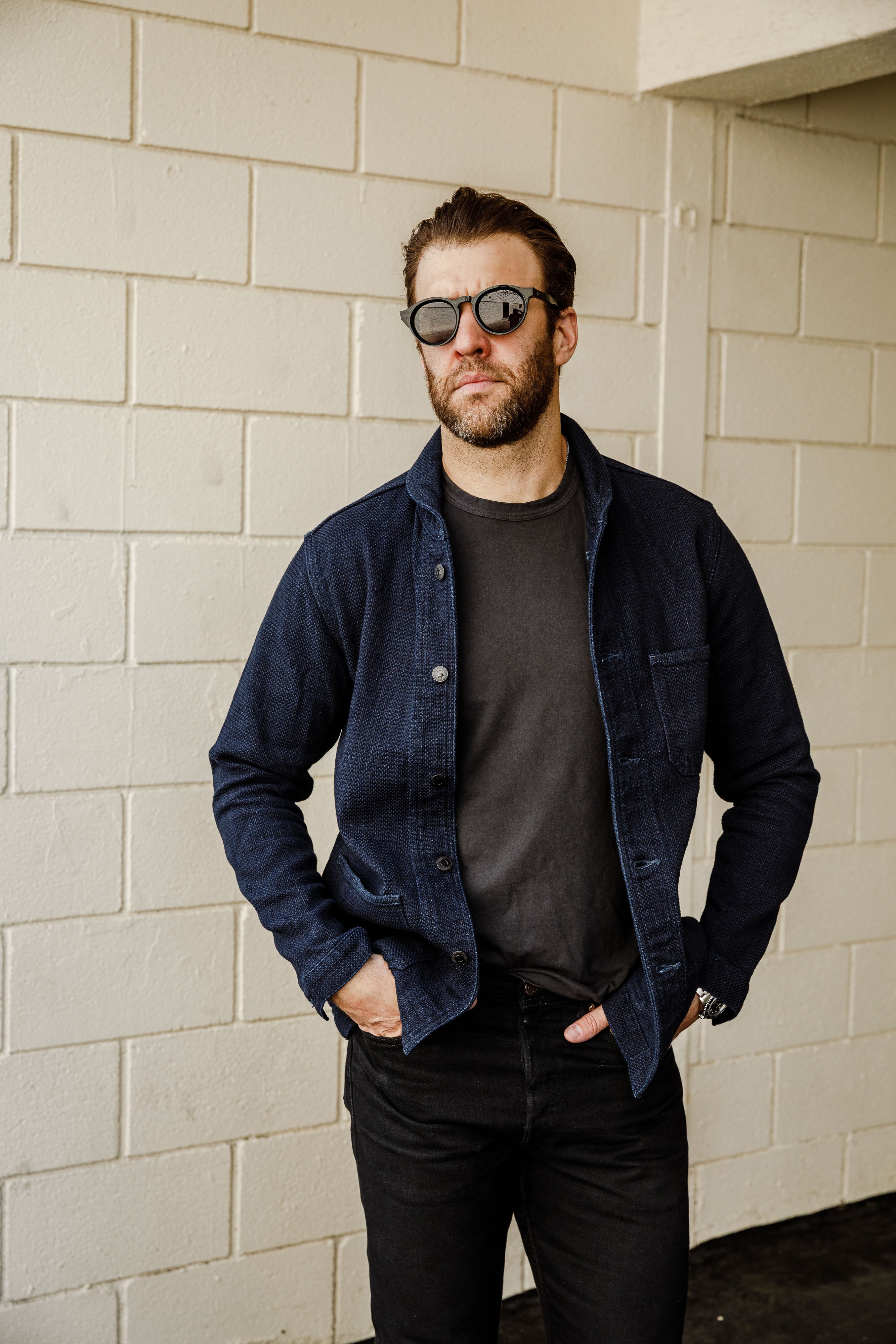 Momotaro - Indigo Dobby Coverall