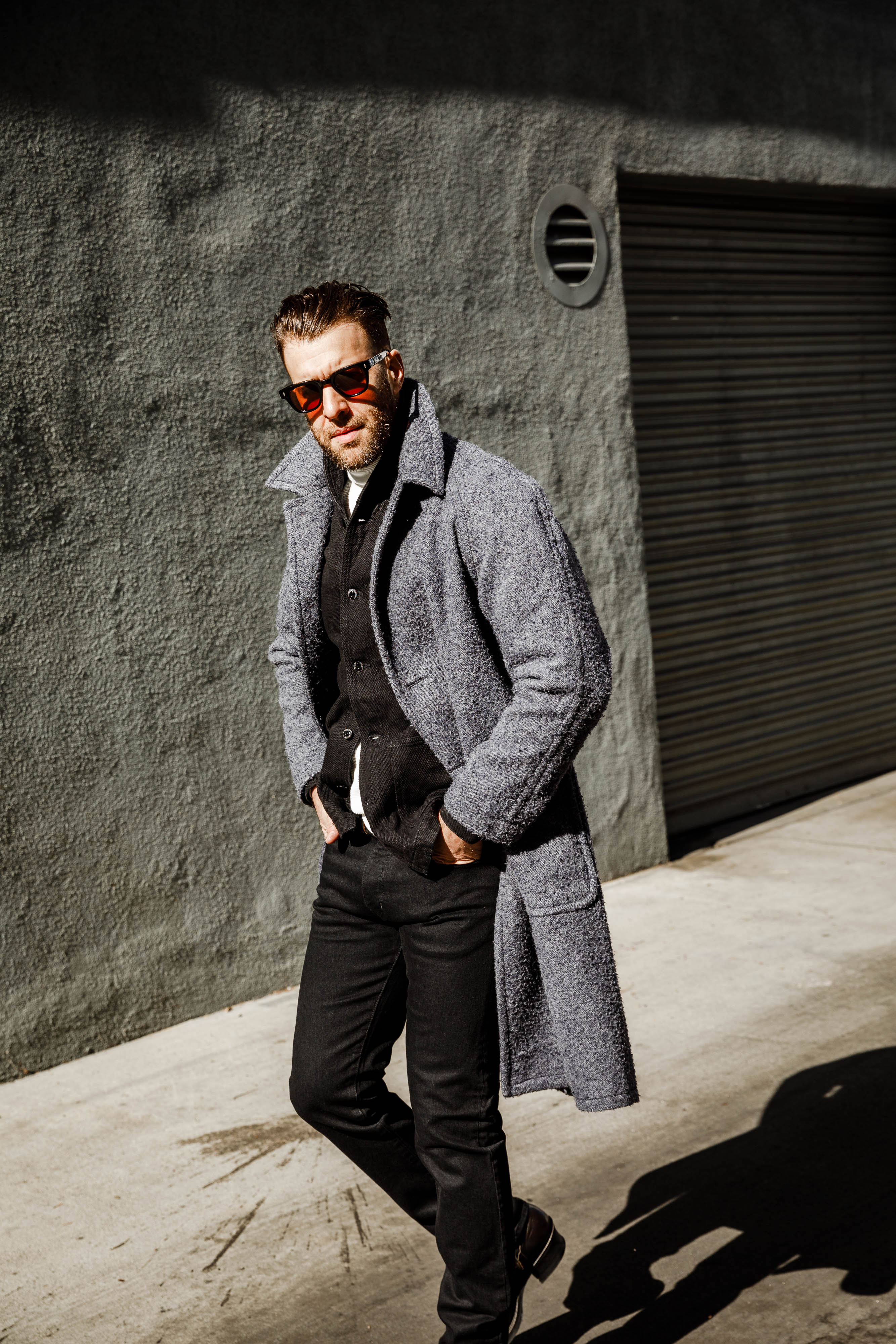 Wythe - Raglan Wool Overcoat - Shaggy Navy Casentino