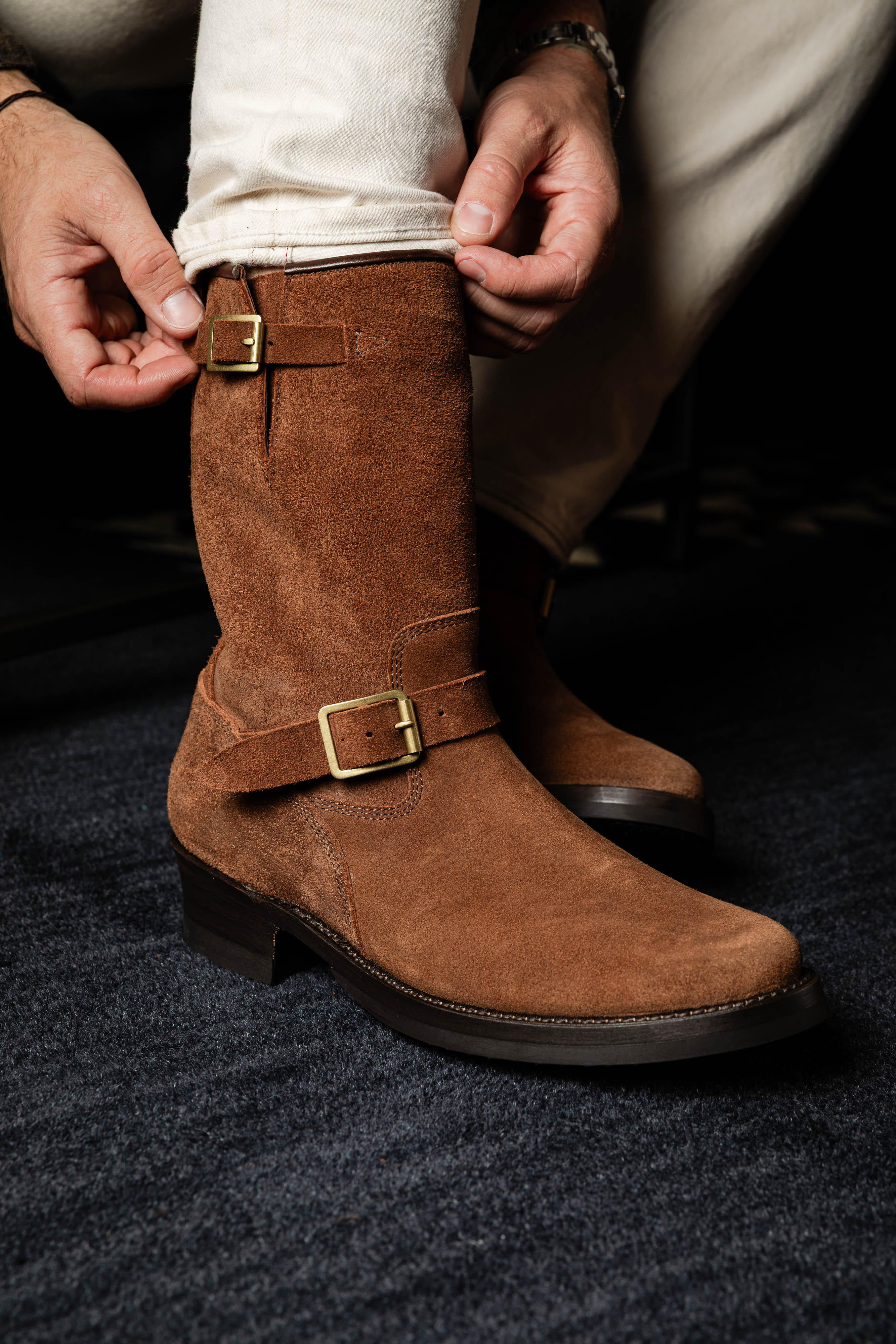 Addict Clothes - Steer Suede Engineer Boot - Brown