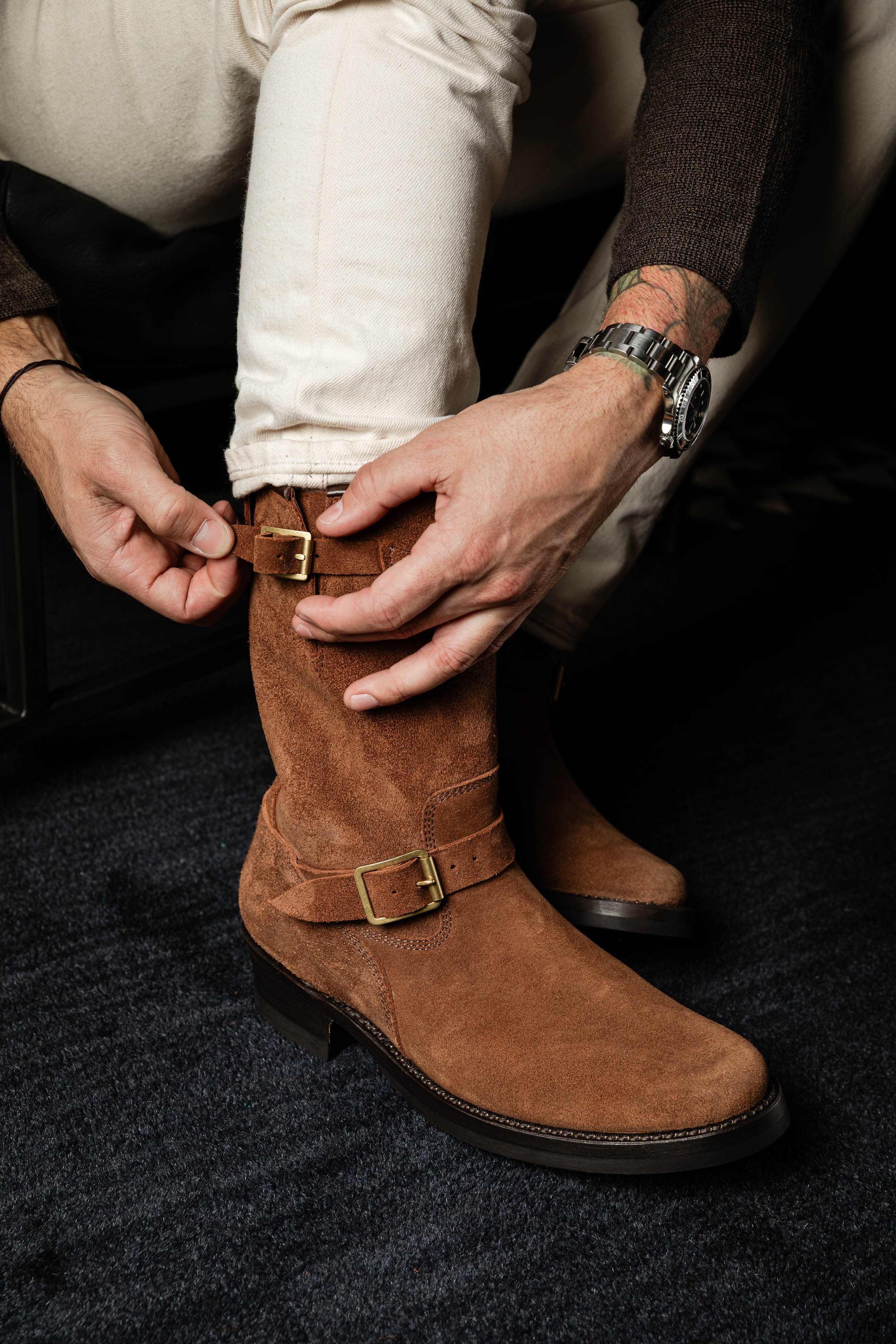 Addict Clothes - Steer Suede Engineer Boot - Brown