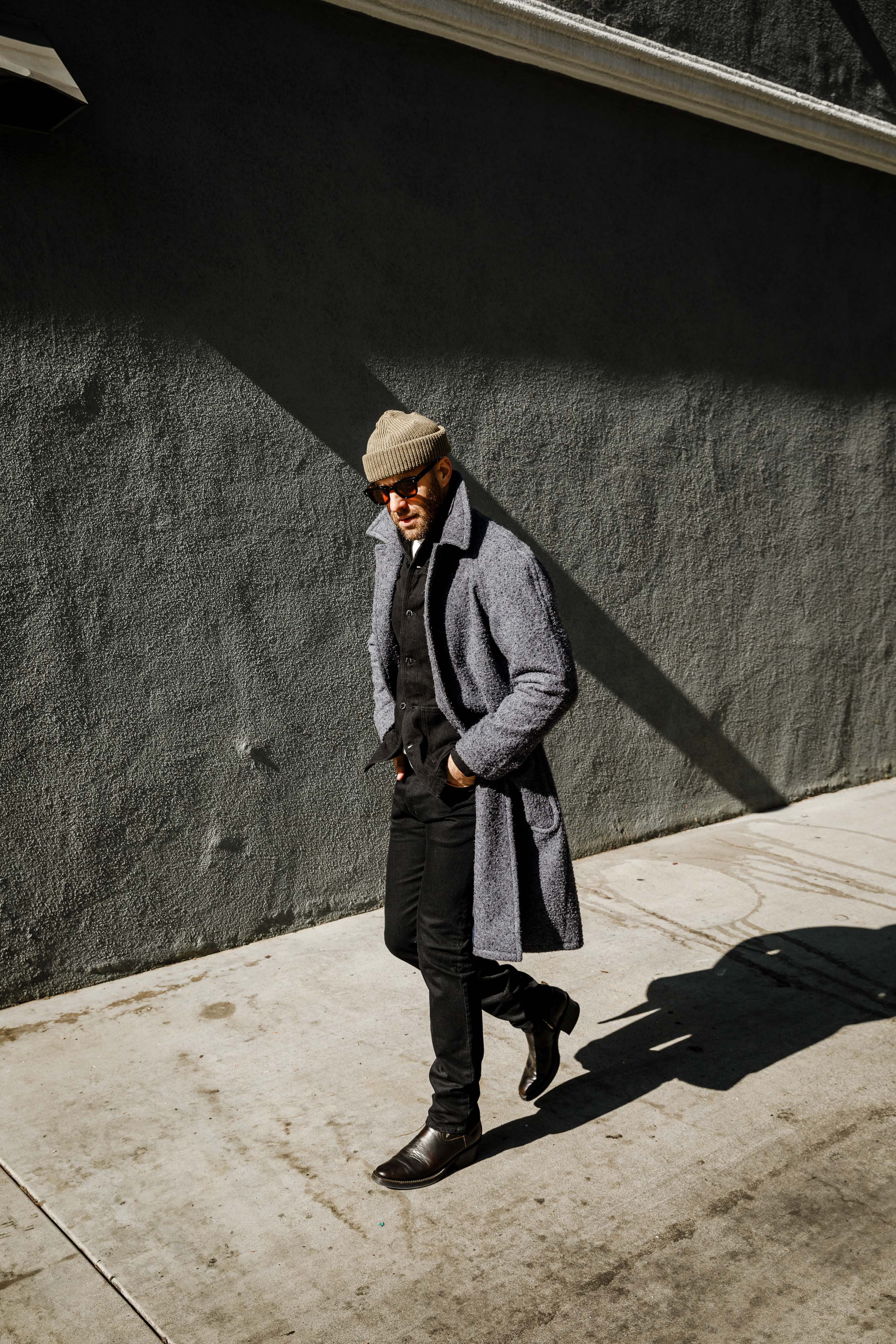 Wythe - Raglan Wool Overcoat - Shaggy Navy Casentino