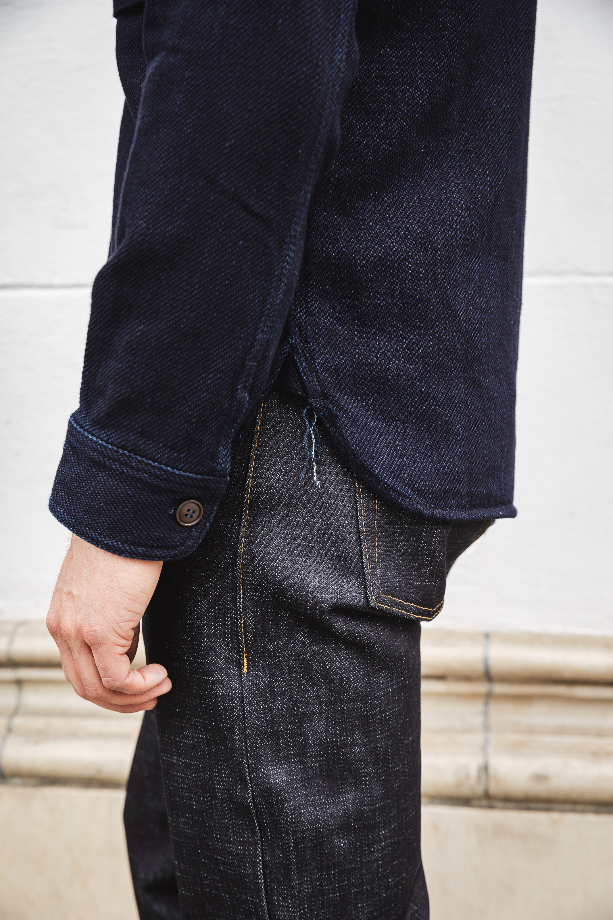 Momotaro - Heavyweight Dobby Indigo Sashiko Work Shirt