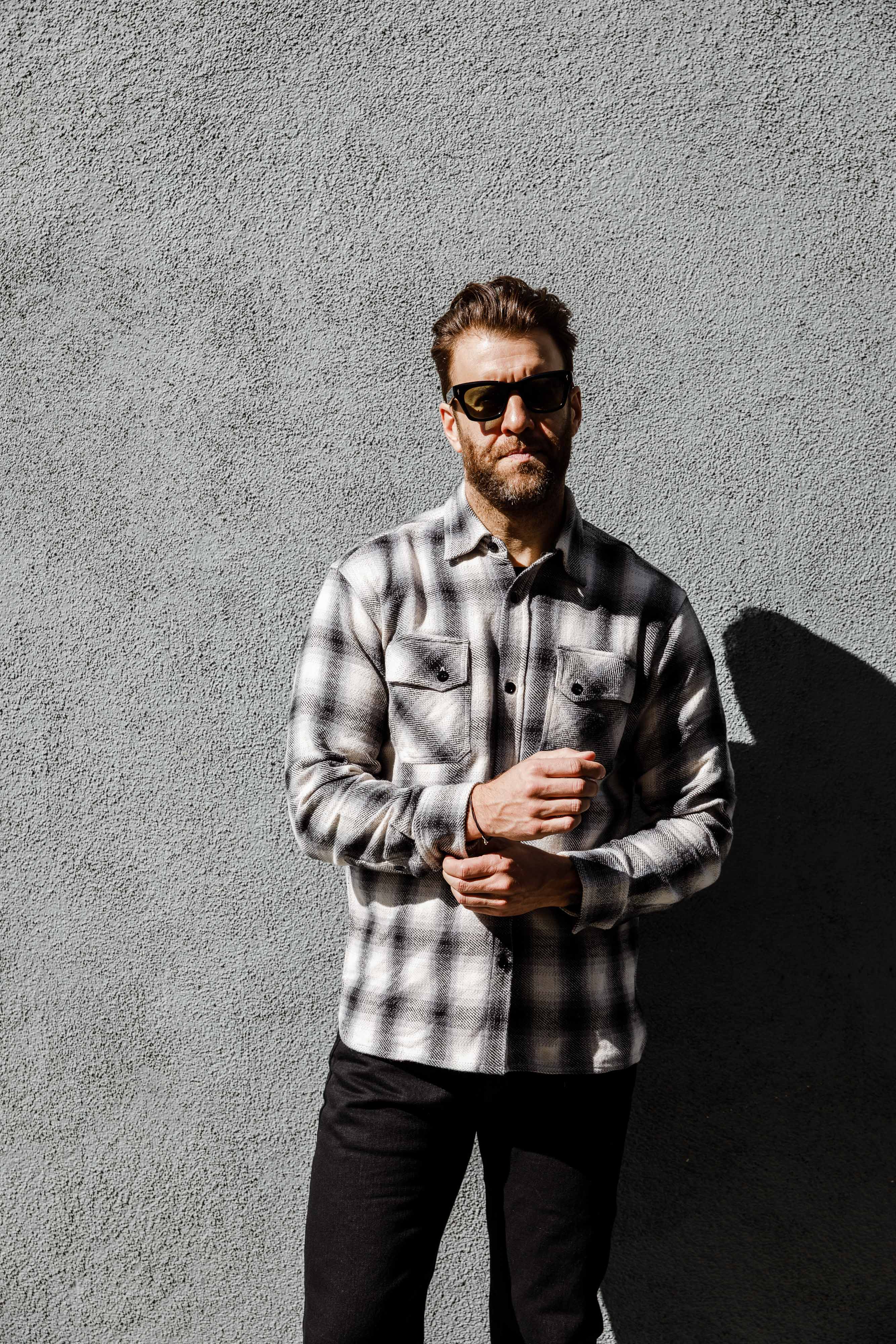 3sixteen - Crosscut Flannel - Cream/Black Plaid
