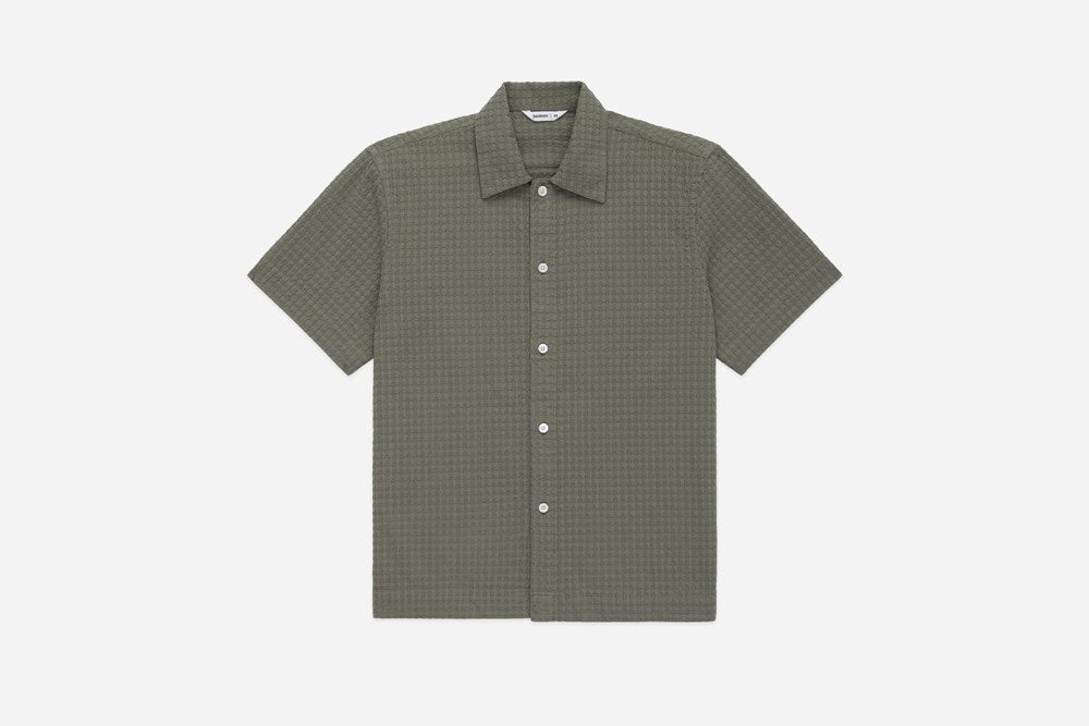 3sixteen - Resort Shirt - Olive Geo Weave