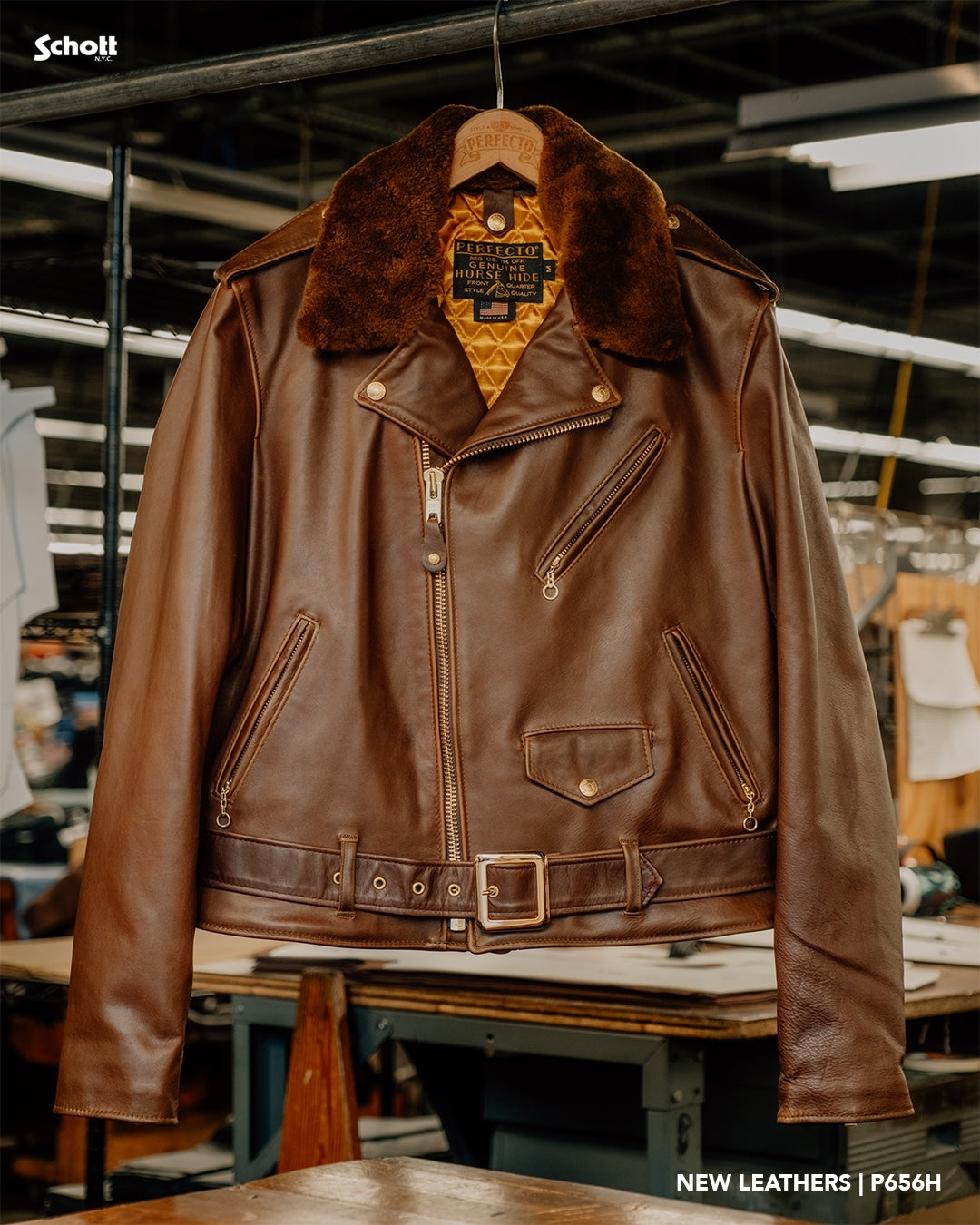 Schott N.Y.C - P656H - Chocolate Brown Horsehide