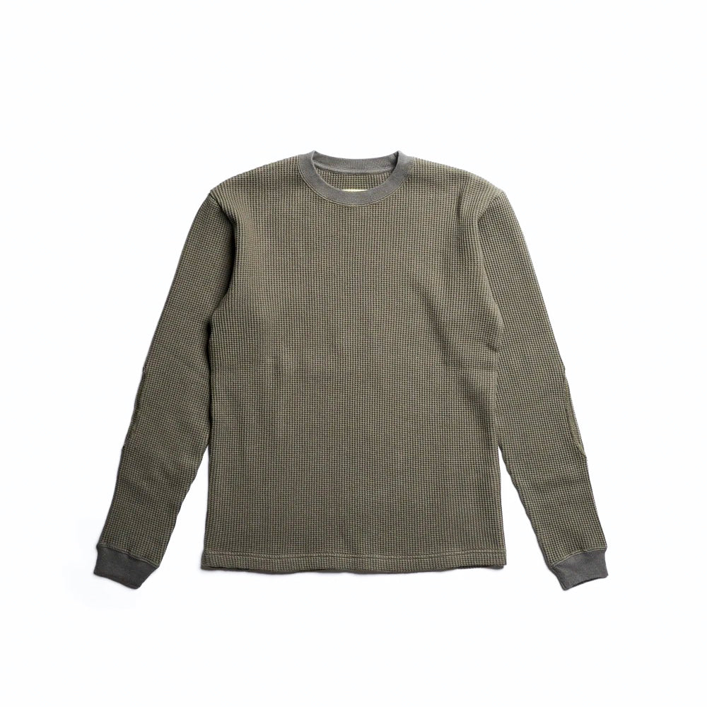 ADDICT Clothes - Heavy Weight Waffle Crew - Olive Green