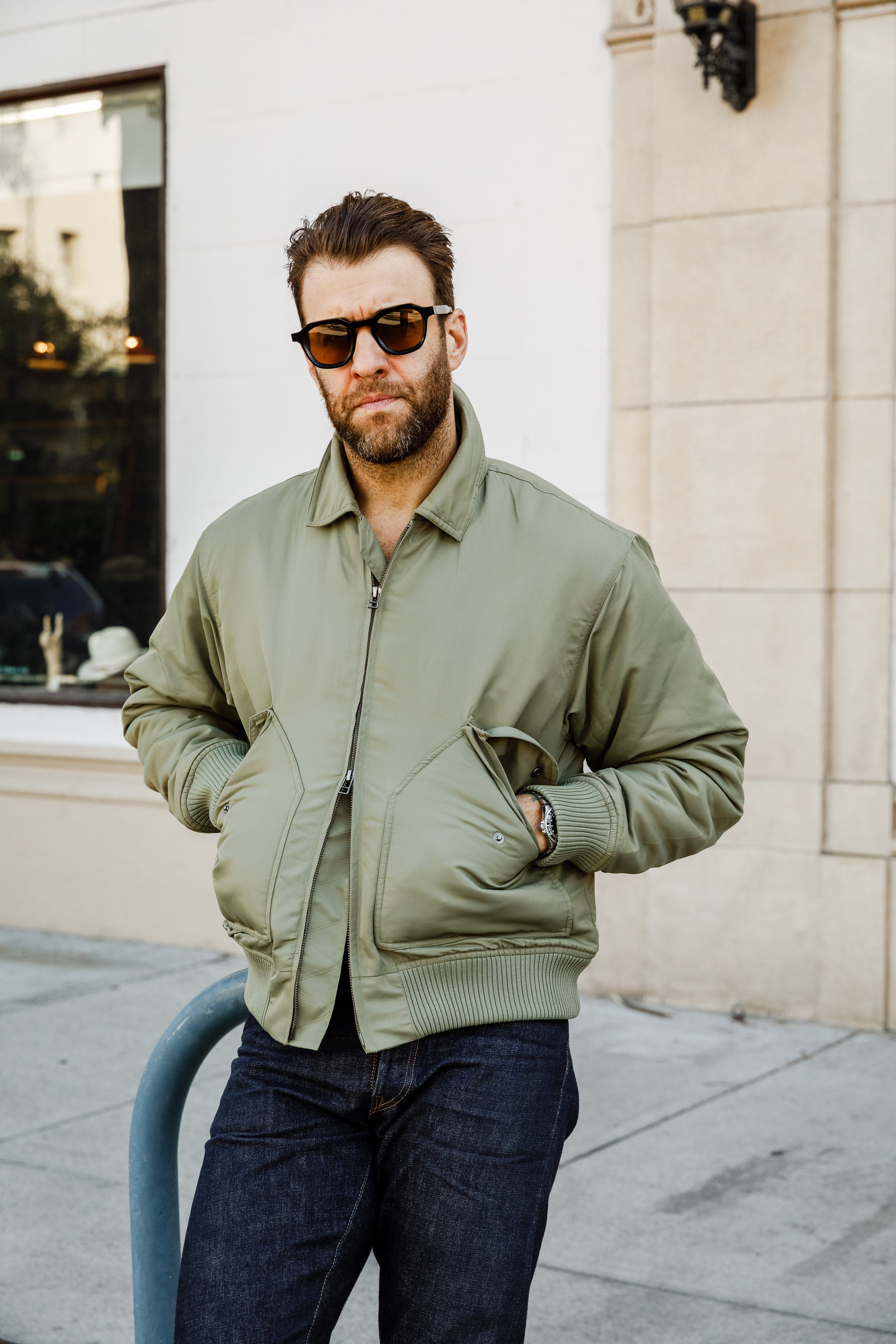 3sixteen - CWU Flight Jacket - Sage Aviator Satin